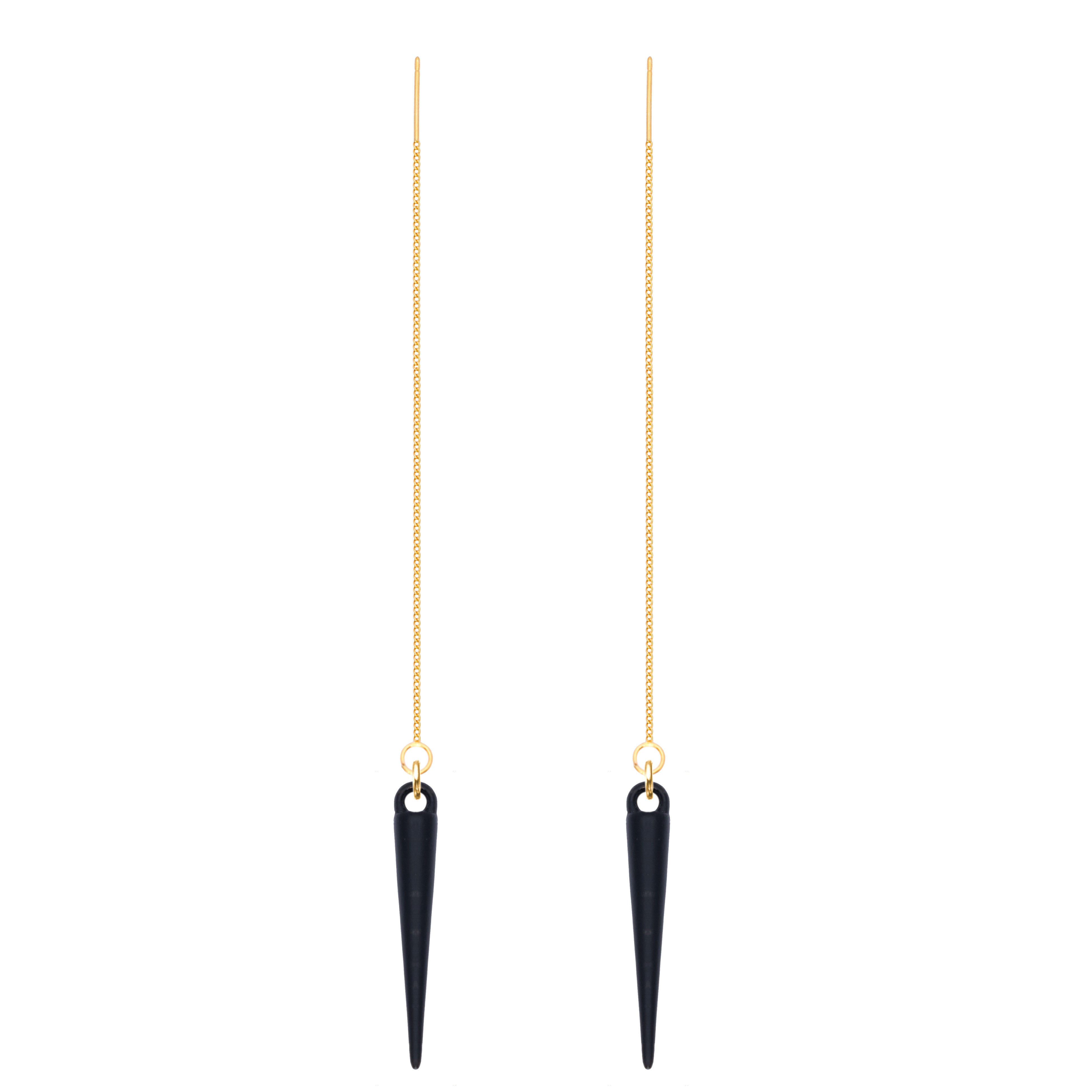 gold threader earrings with spikes