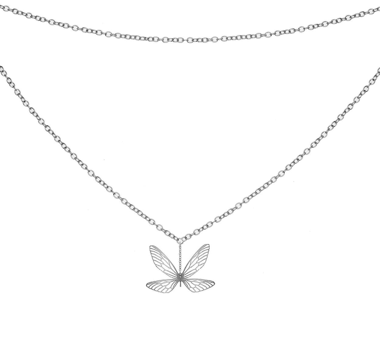 Rael Cohen Butterfly Inspired Layered Necklace In Silver