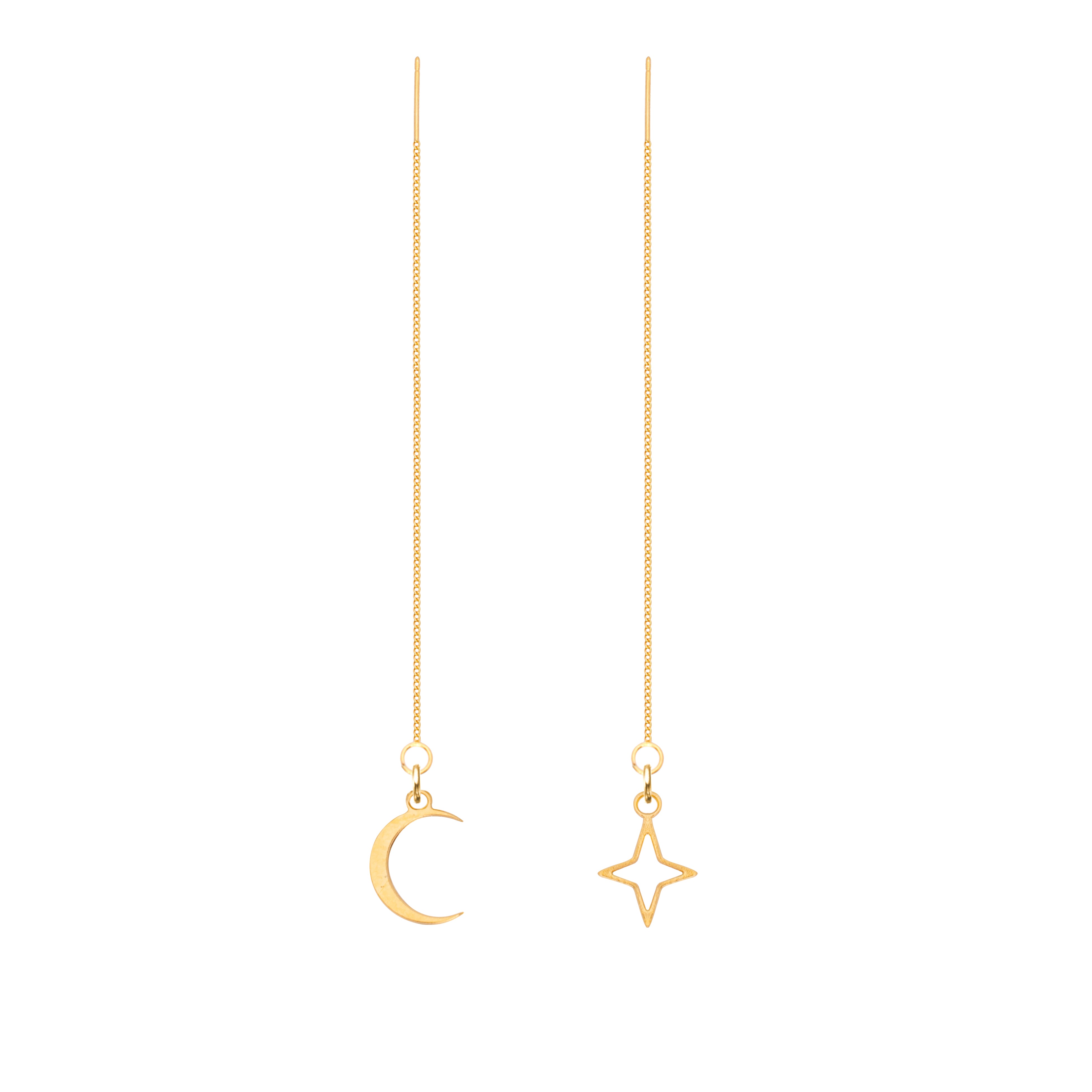 Rael Cohen Moon And Star Threader Earrings In Gold