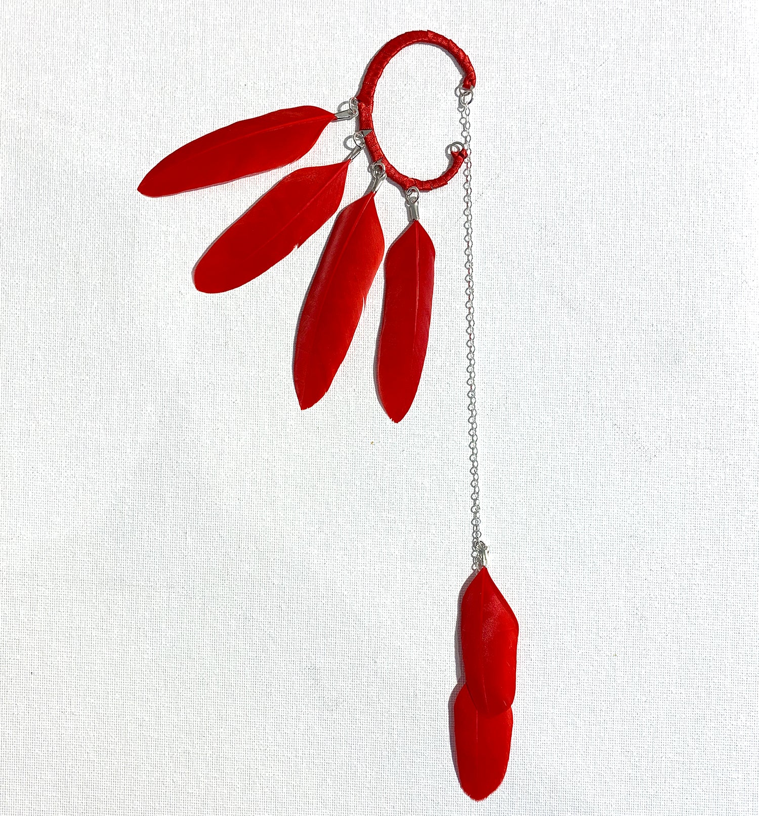 Red Feather Ear Cuff