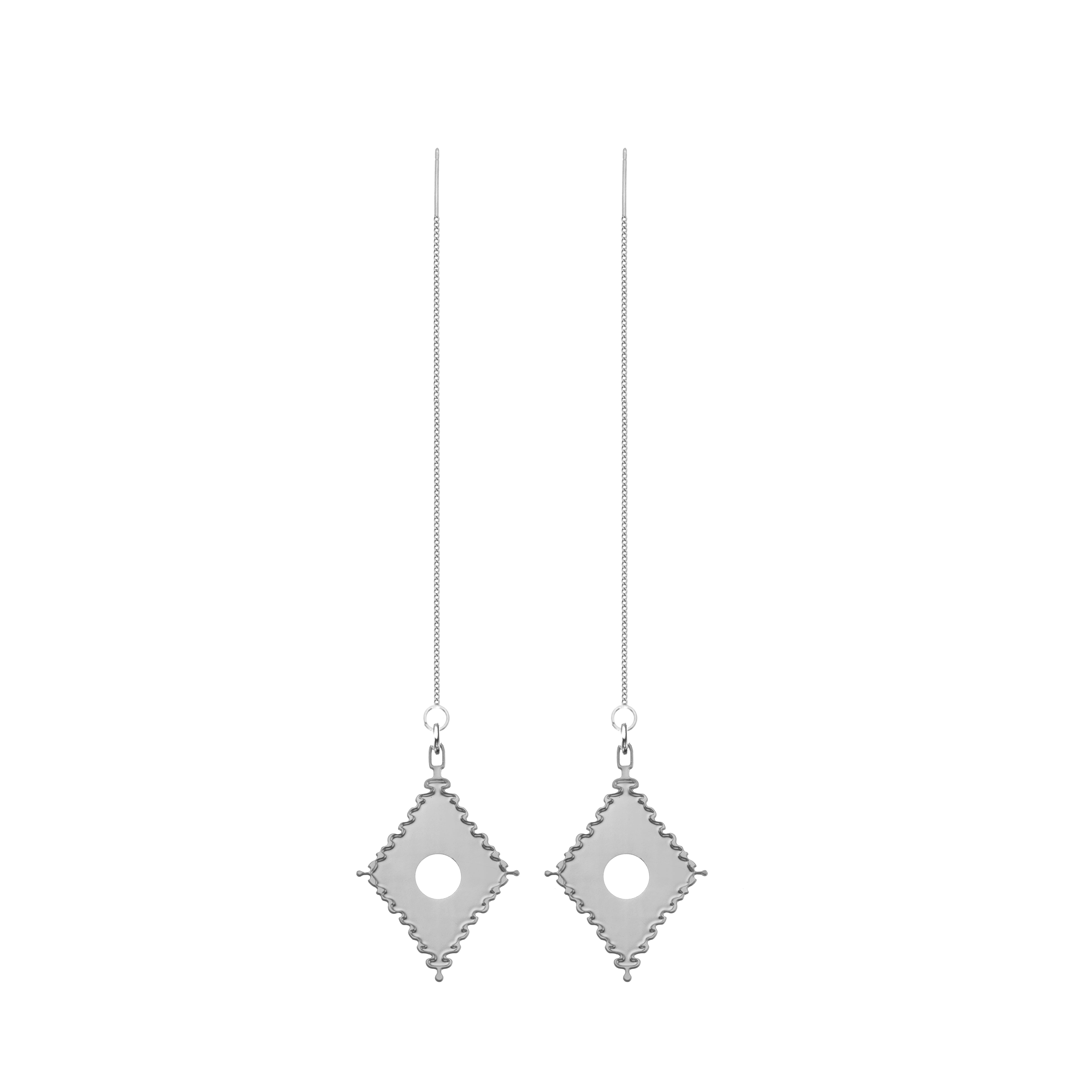 Rael Cohen Threader Earrings With Diamond shape In Silver