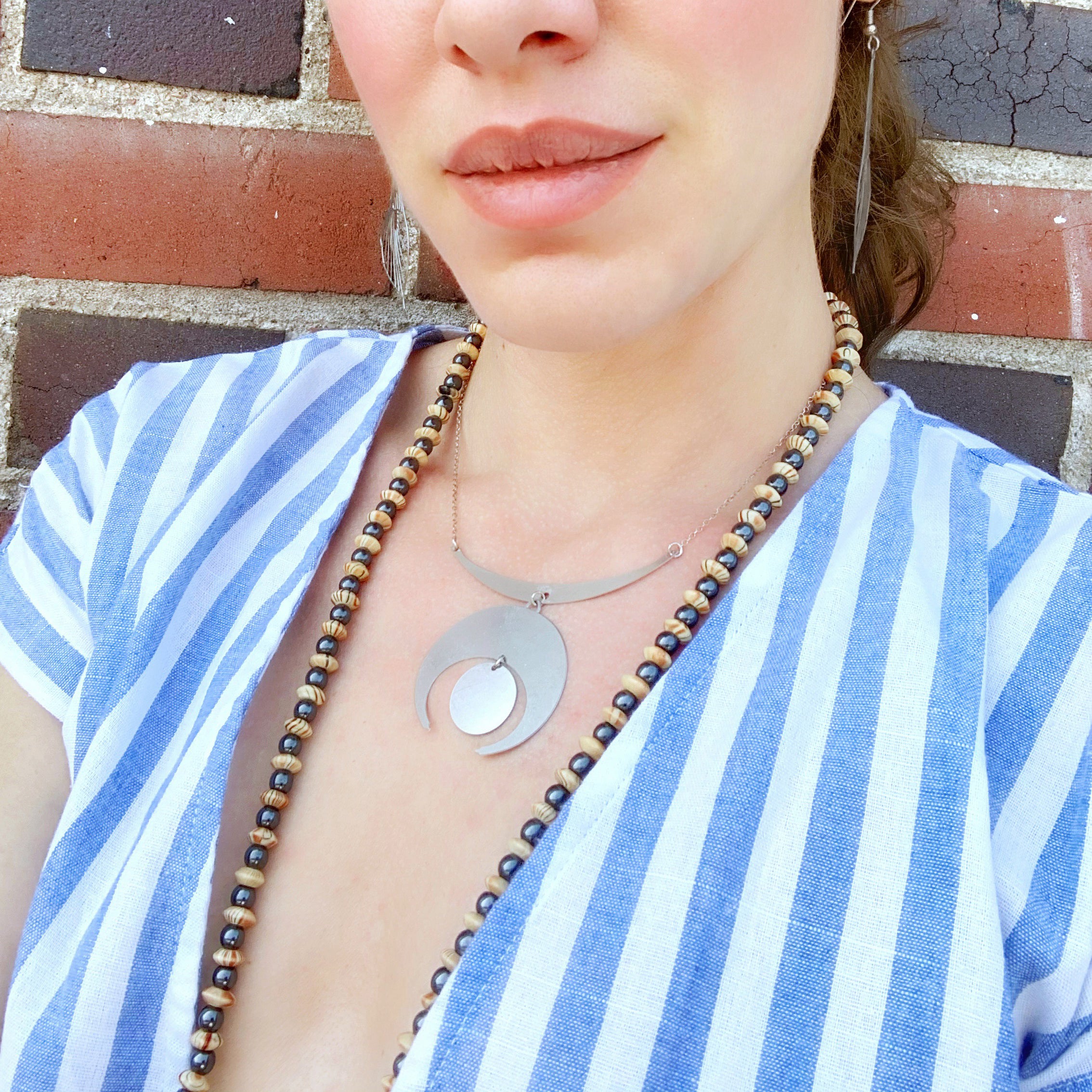 Rael Cohen Space Inspired Futuristic Style Statement Necklace In Silver
