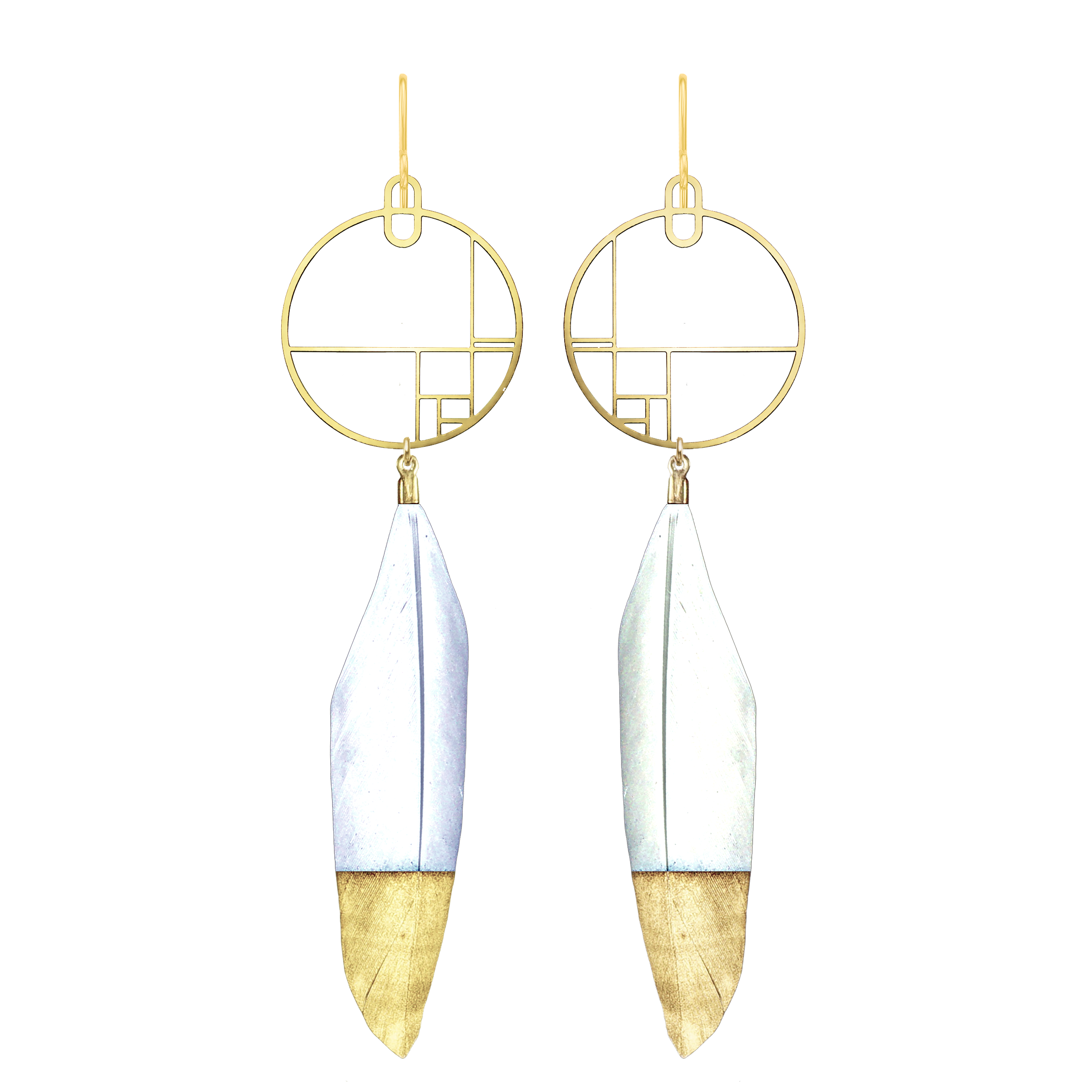 Art Jewelry - Drop Earrings With Feathers