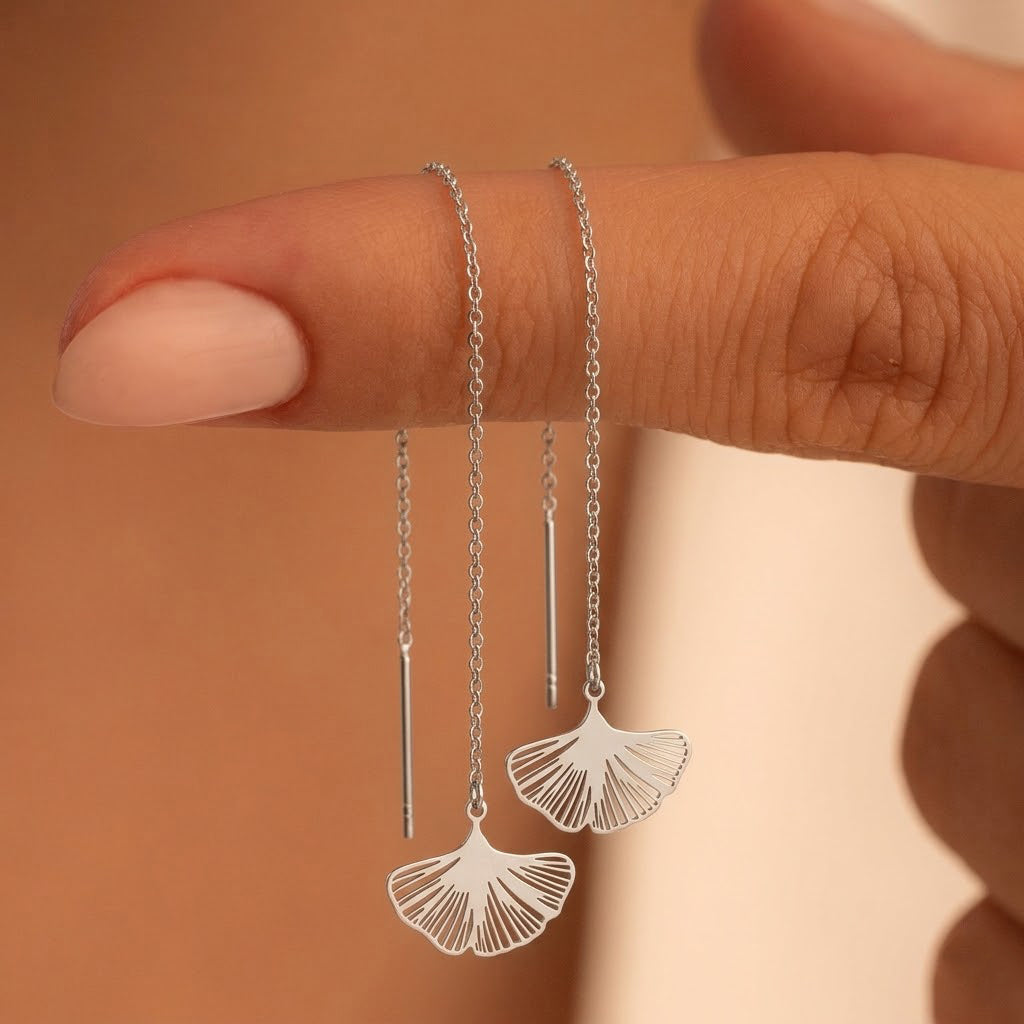 Silver Gingko Leaf Earrings
