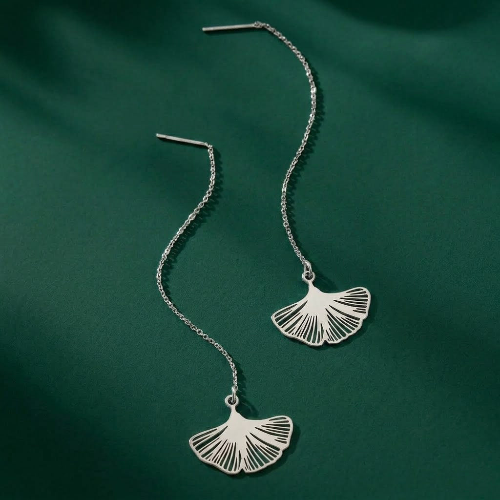 Silver Gingko Leaf Earrings