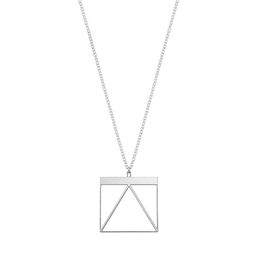 Rael Cohen Square Shaped Geometric Inspired Necklace In Silver