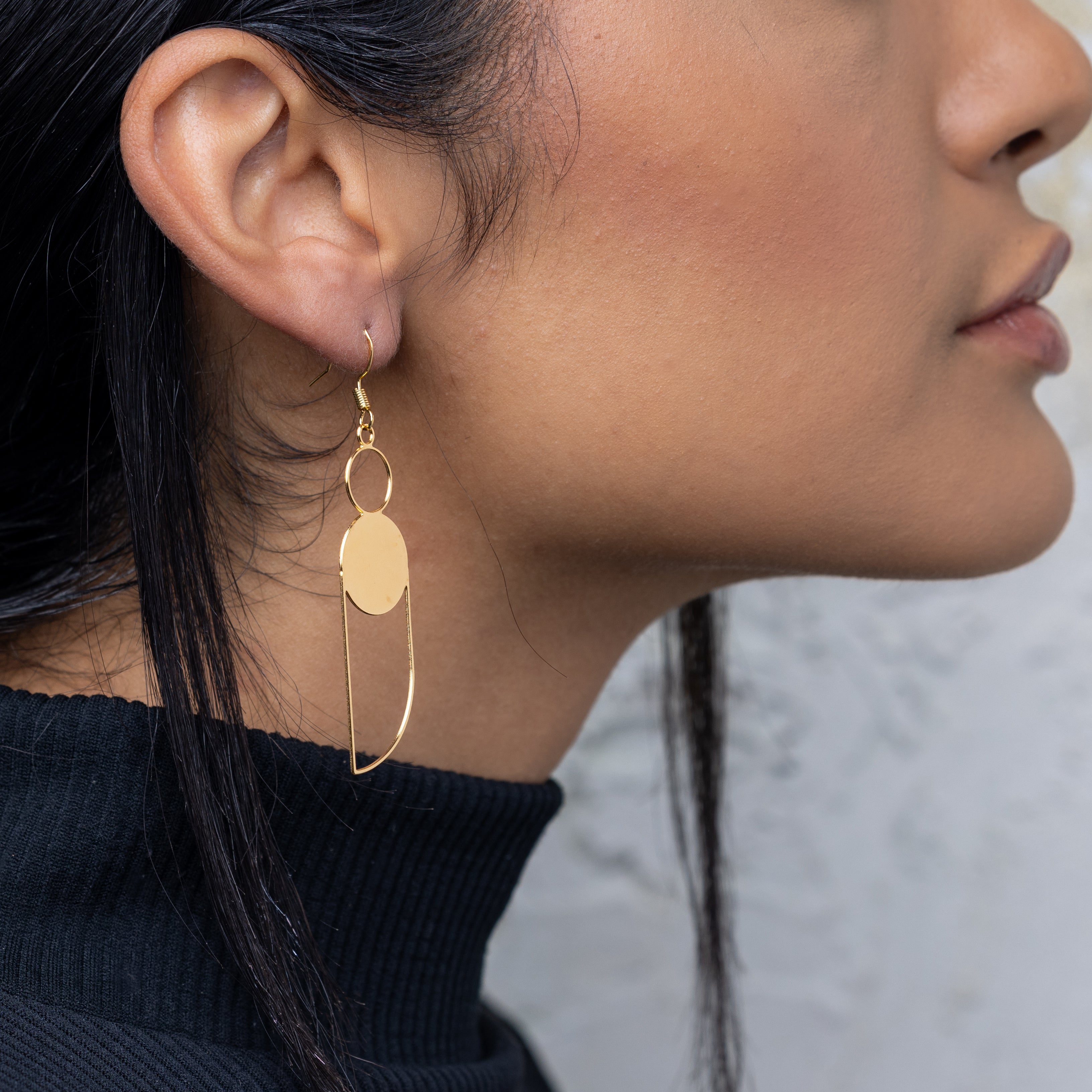Rael Cohen Art Inspired Bauhaus Gold Drop Earrings