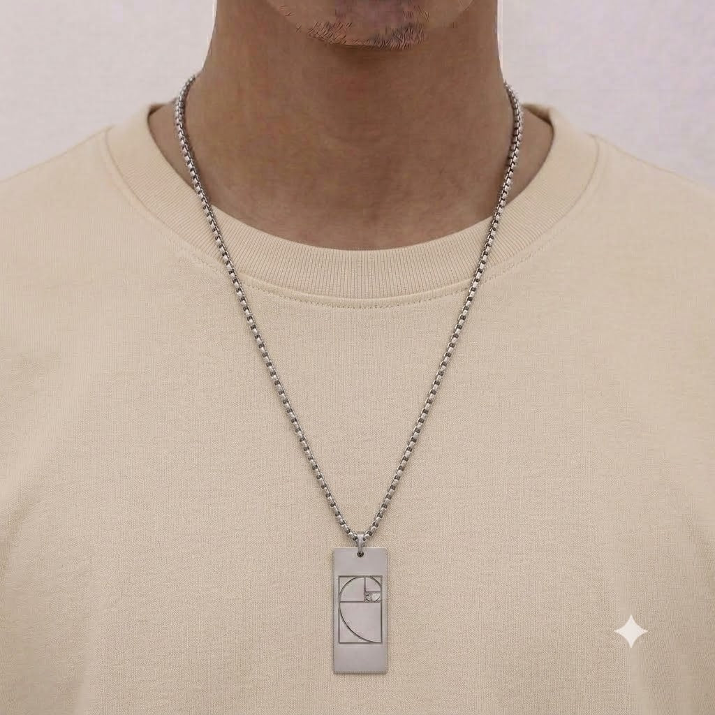 Mens Golden Ratio Necklace in Silver