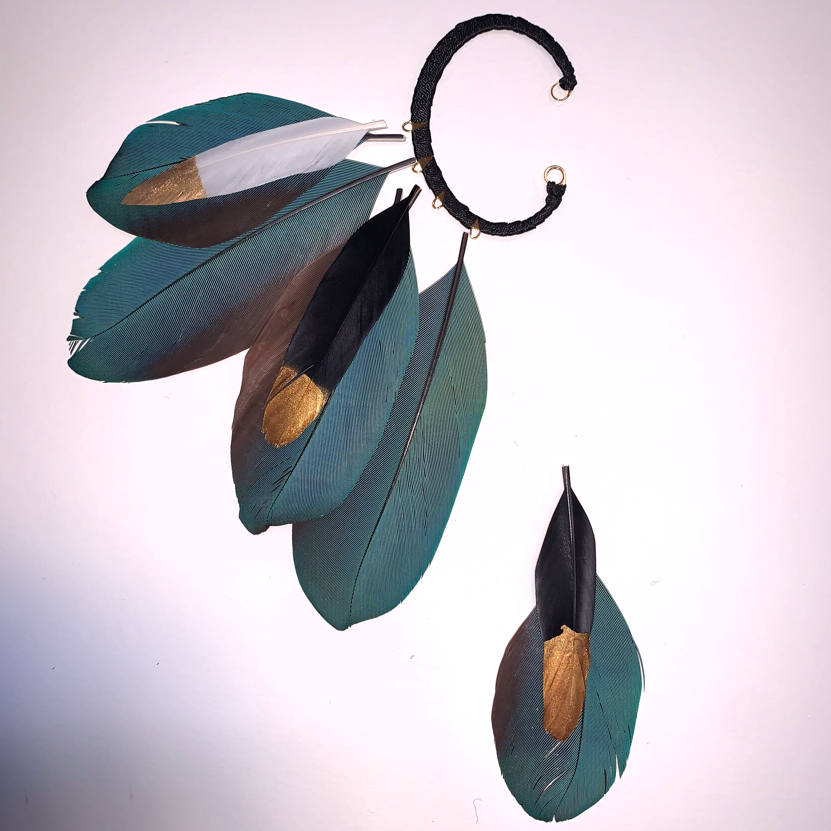 Rael Cohen Earcuff Teal Macaw Feathers