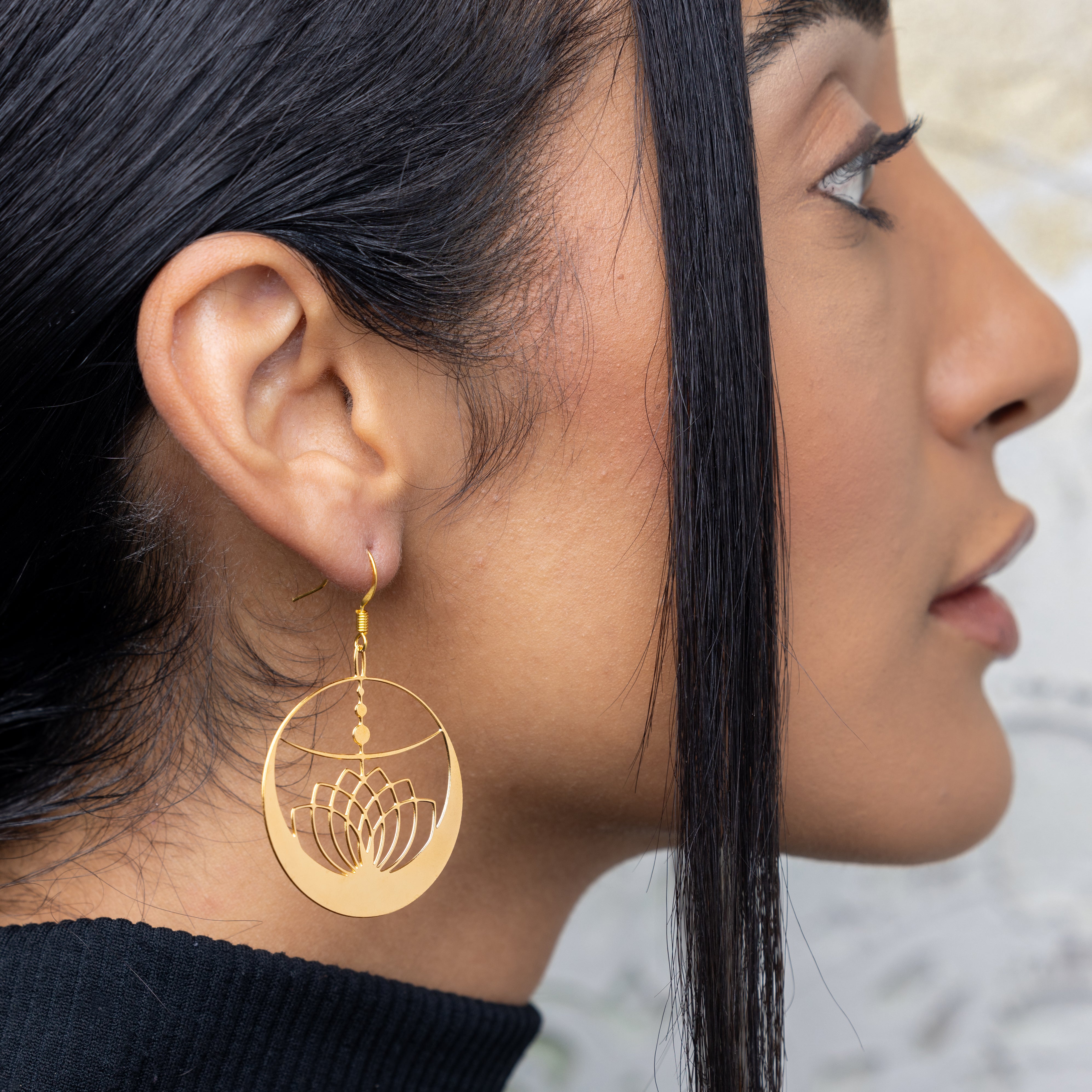 Rael Cohen Gold Lotus Flower Inspired Drop Earrings In Gold