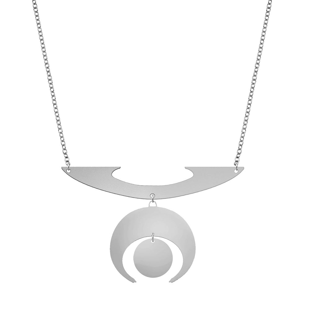 Rael Cohen Space Inspired Futuristic Statement Necklace In Silver