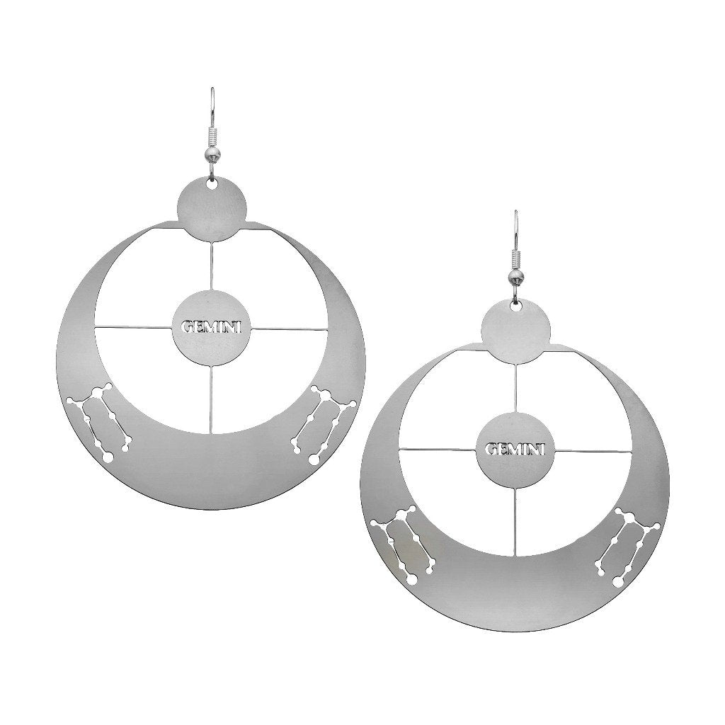 Rael Cohen Zodiac Inspired Gemini Earrings With Constellation Cutouts In Silver