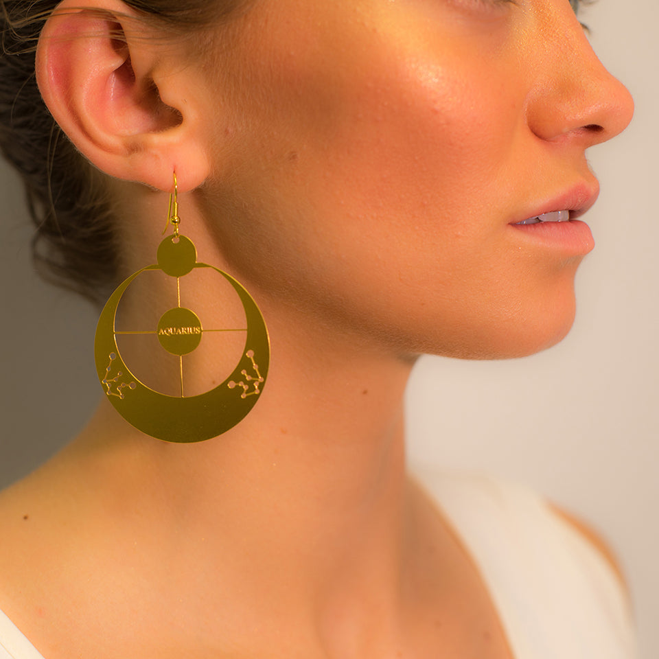 Rael Cohen Zodiac Sign Inspired Aquarius Statement Earrings In Gold