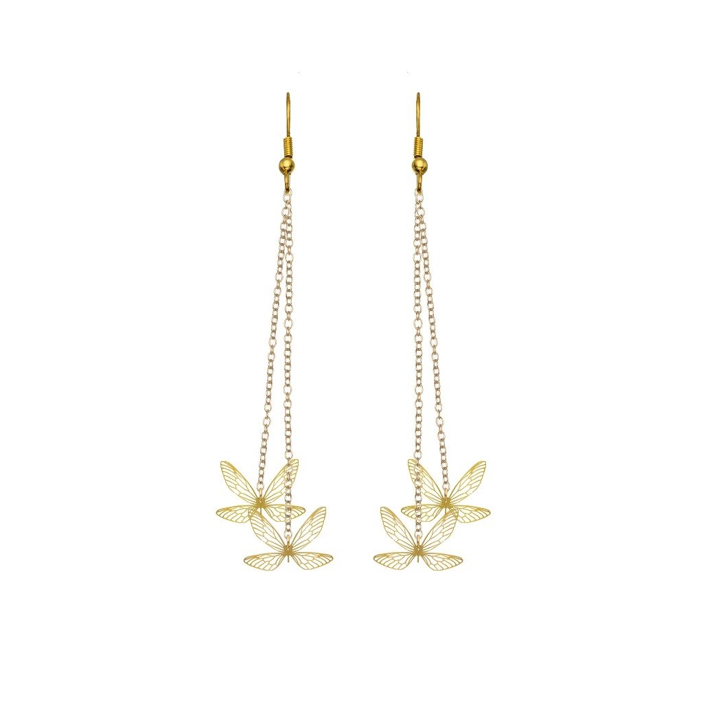 Rael Cohen Butterfly Dainty Charm Earrings In Gold