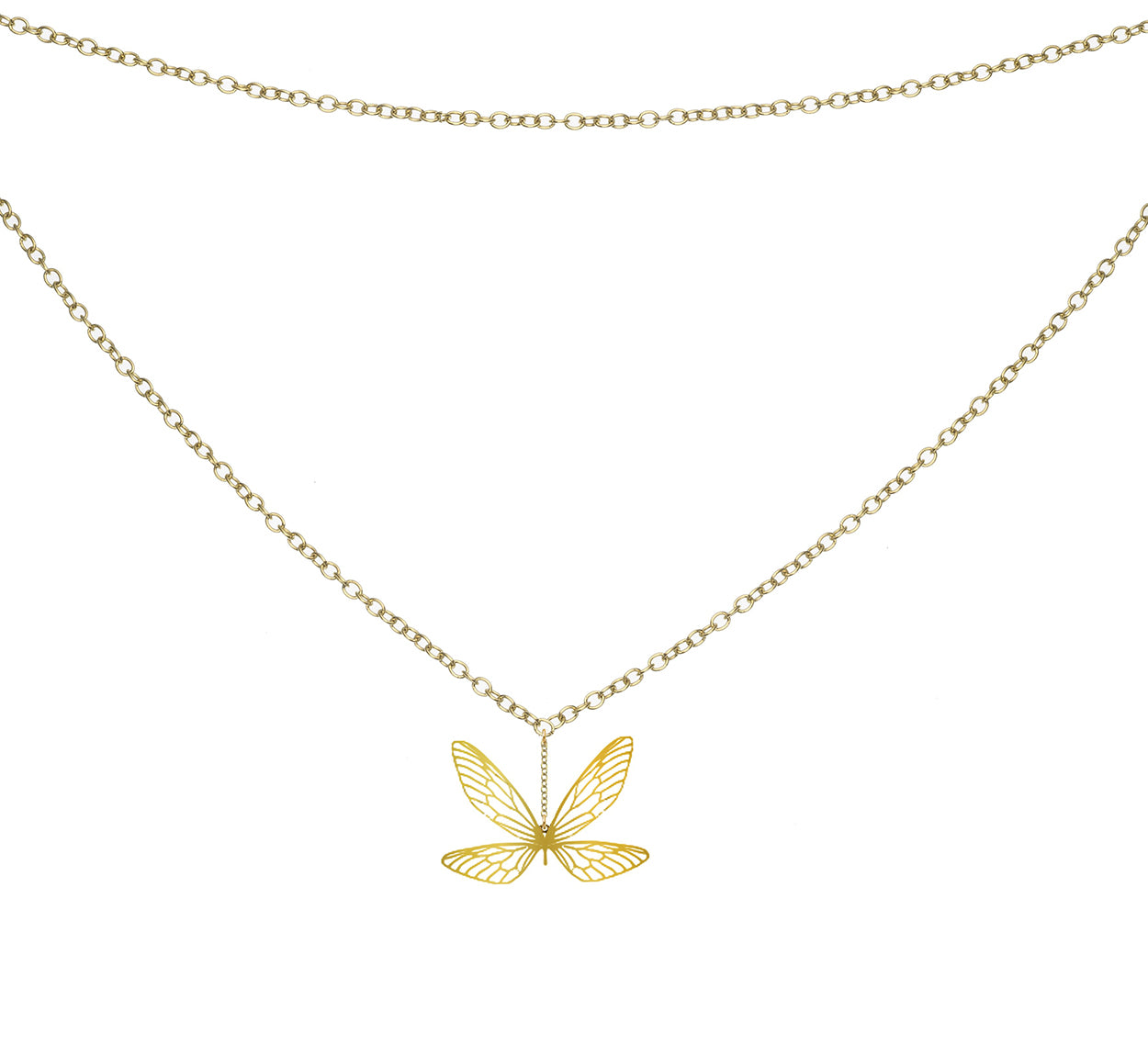 Rael Cohen Layered Butterfly Charm Necklace In Gold