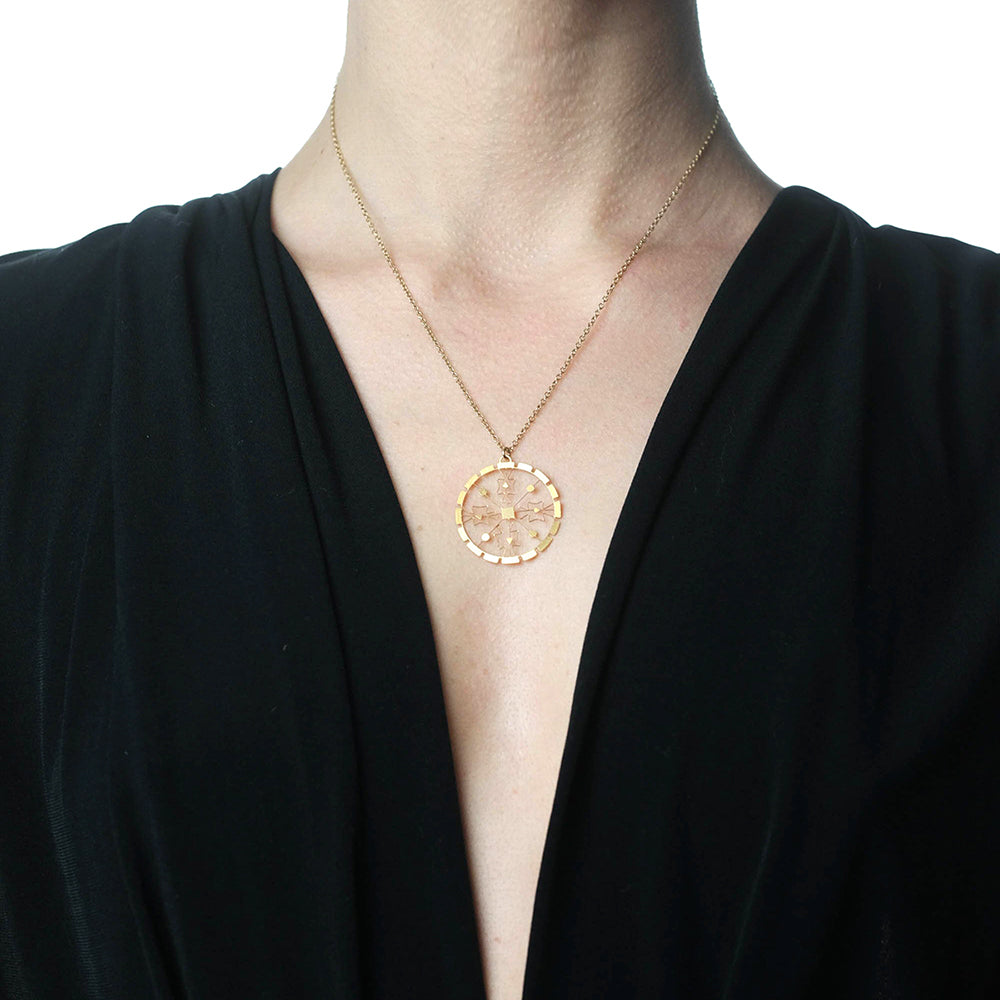 Rael Cohen Mayan Inspired Medicine Wheel Necklace In Gold