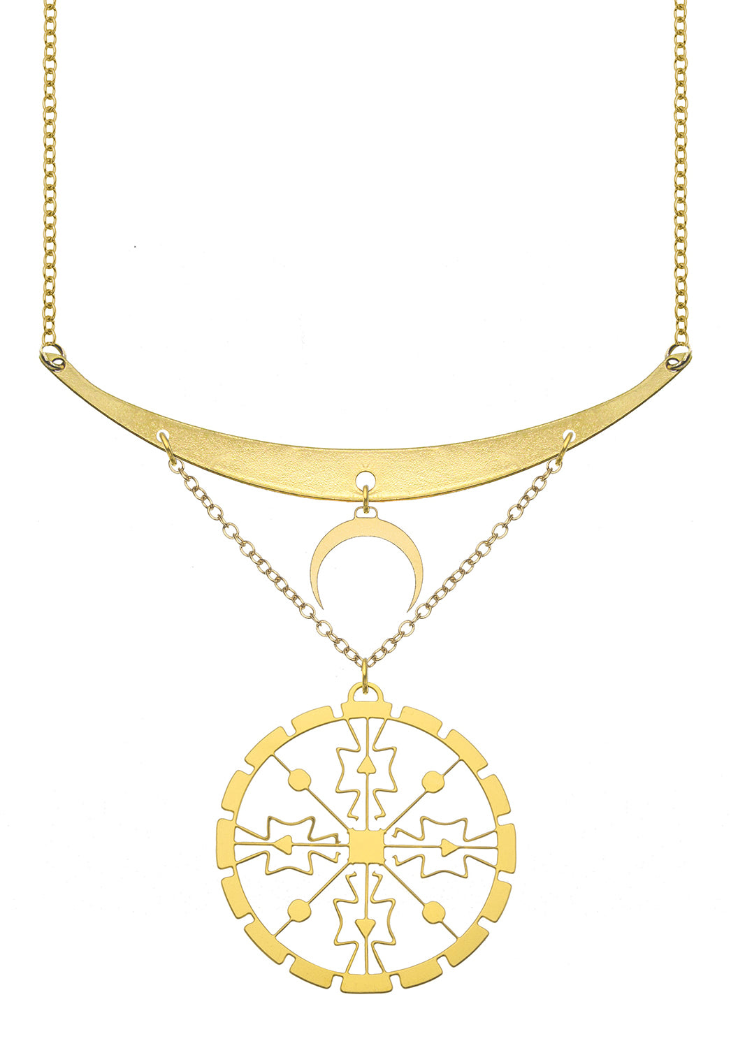 Rael Cohen Mayan Inspired Moon Statement Necklace In Gold