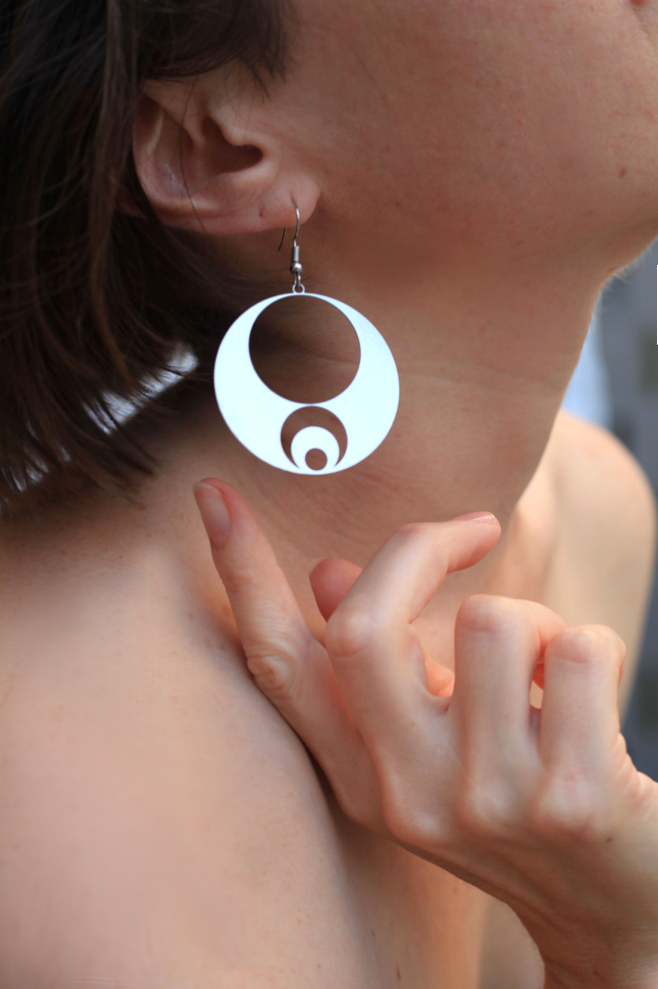Rael Cohen Statement Moon Phase Earrings In Silver
