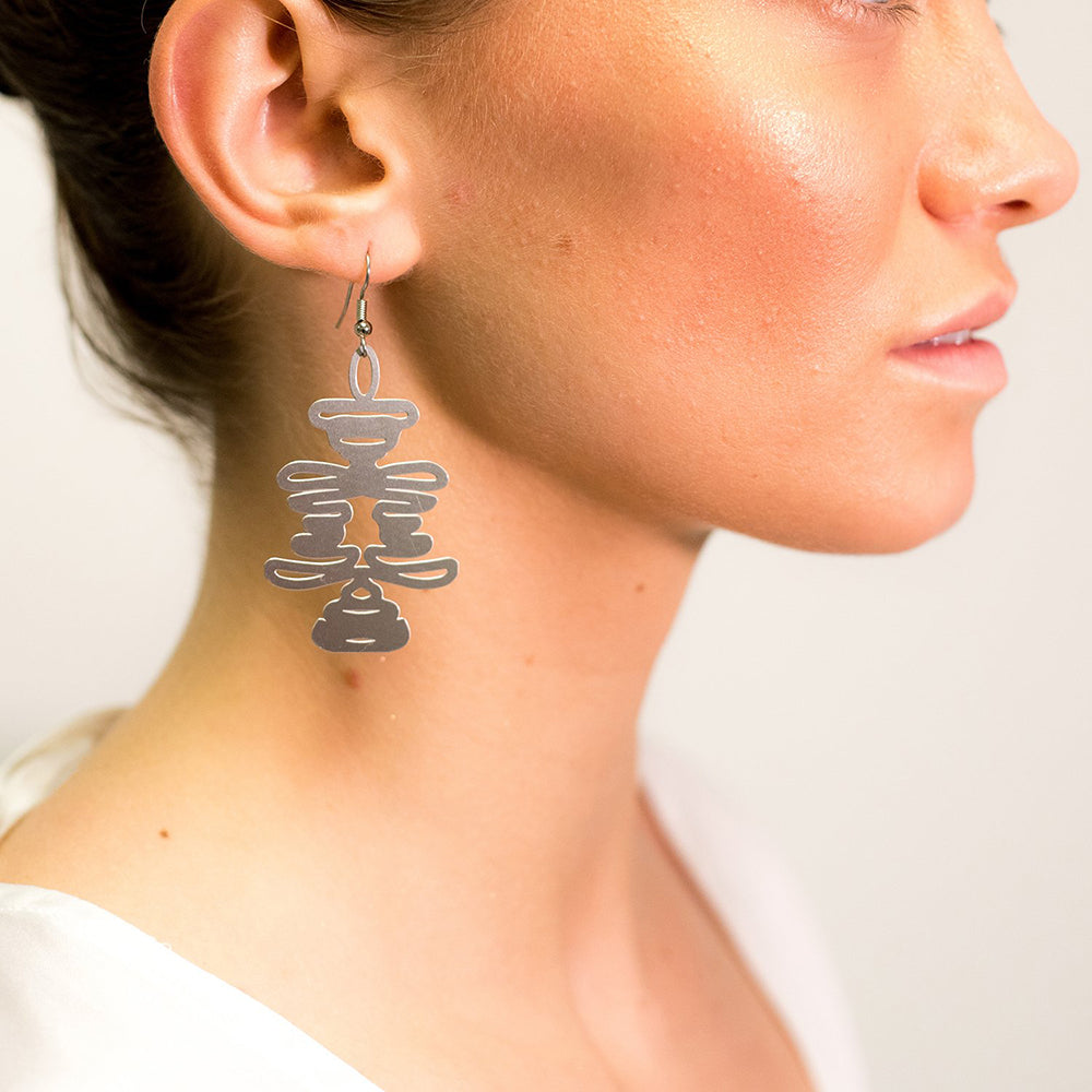 Rael Cohen Mayan Inspired Star Earrings In Silver