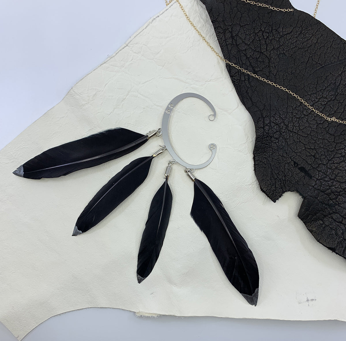 Rael Cohen Black And Silver Feather Ear Cuff