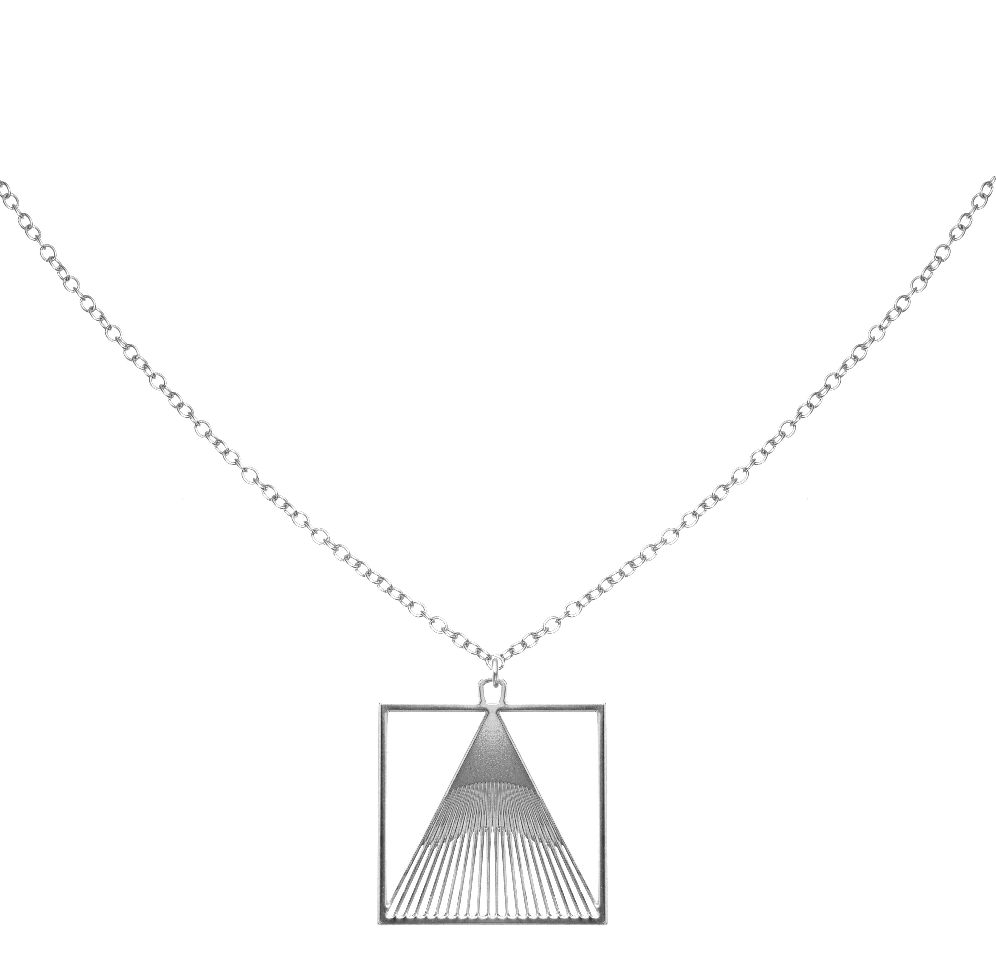 Rael Cohen Modern Pyramid Triangle Necklace In Silver