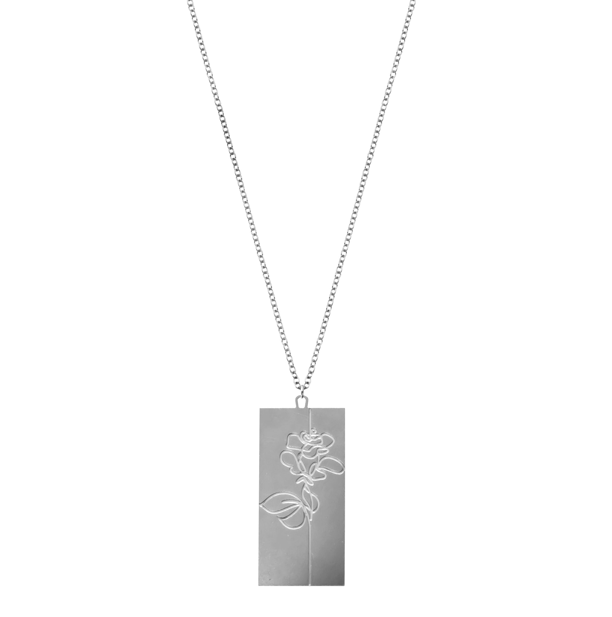 Rael Cohen Nature Inspired Solid Engraved Rose Necklace In Silver
