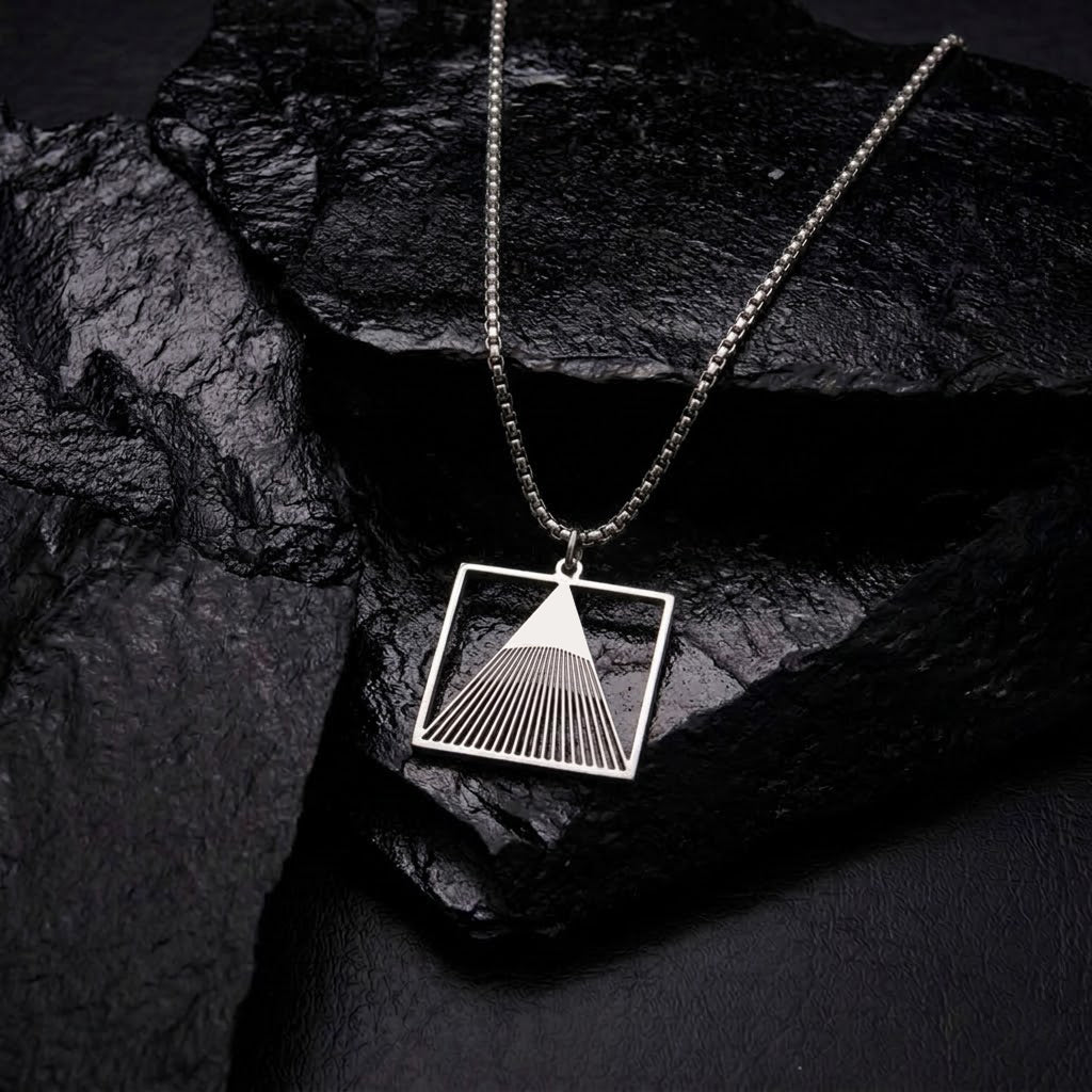 Mens Silver Pyramid Necklace