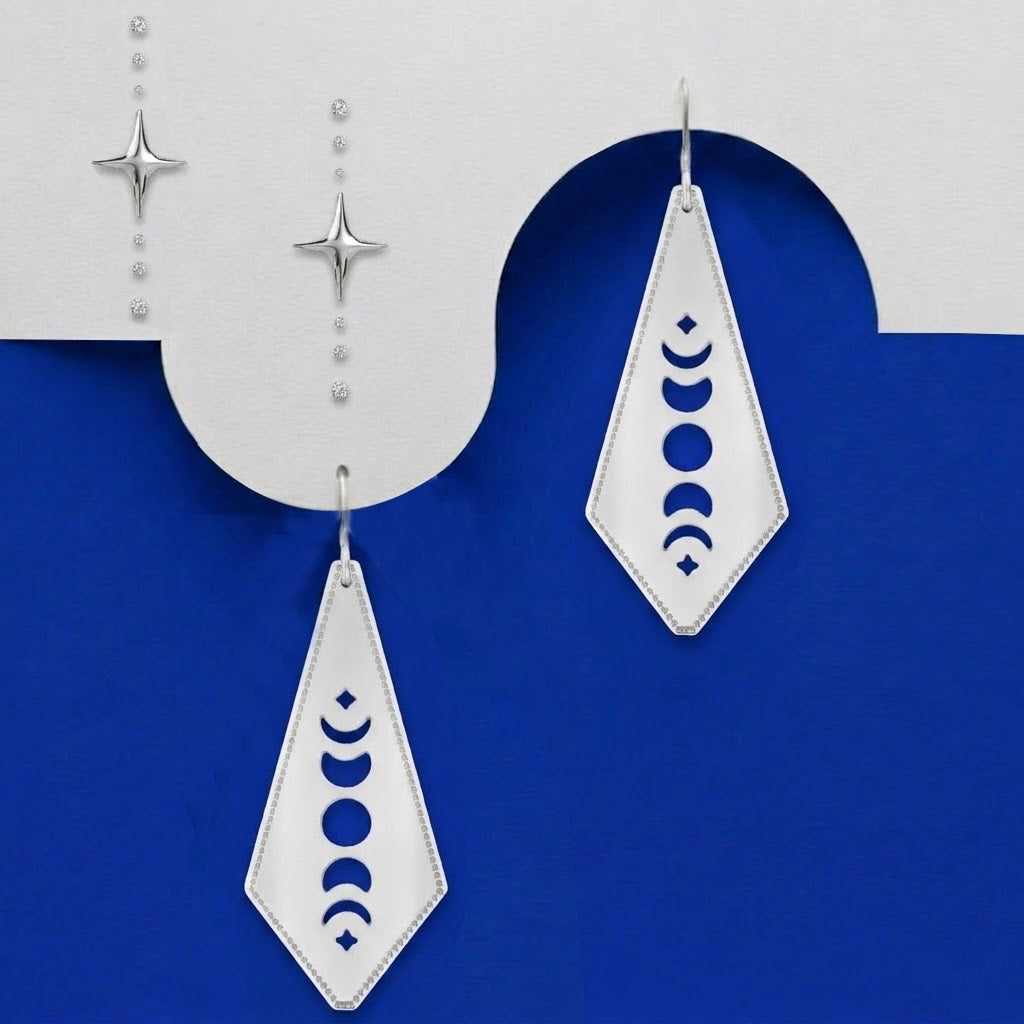 Silver Moon Phase Earrings