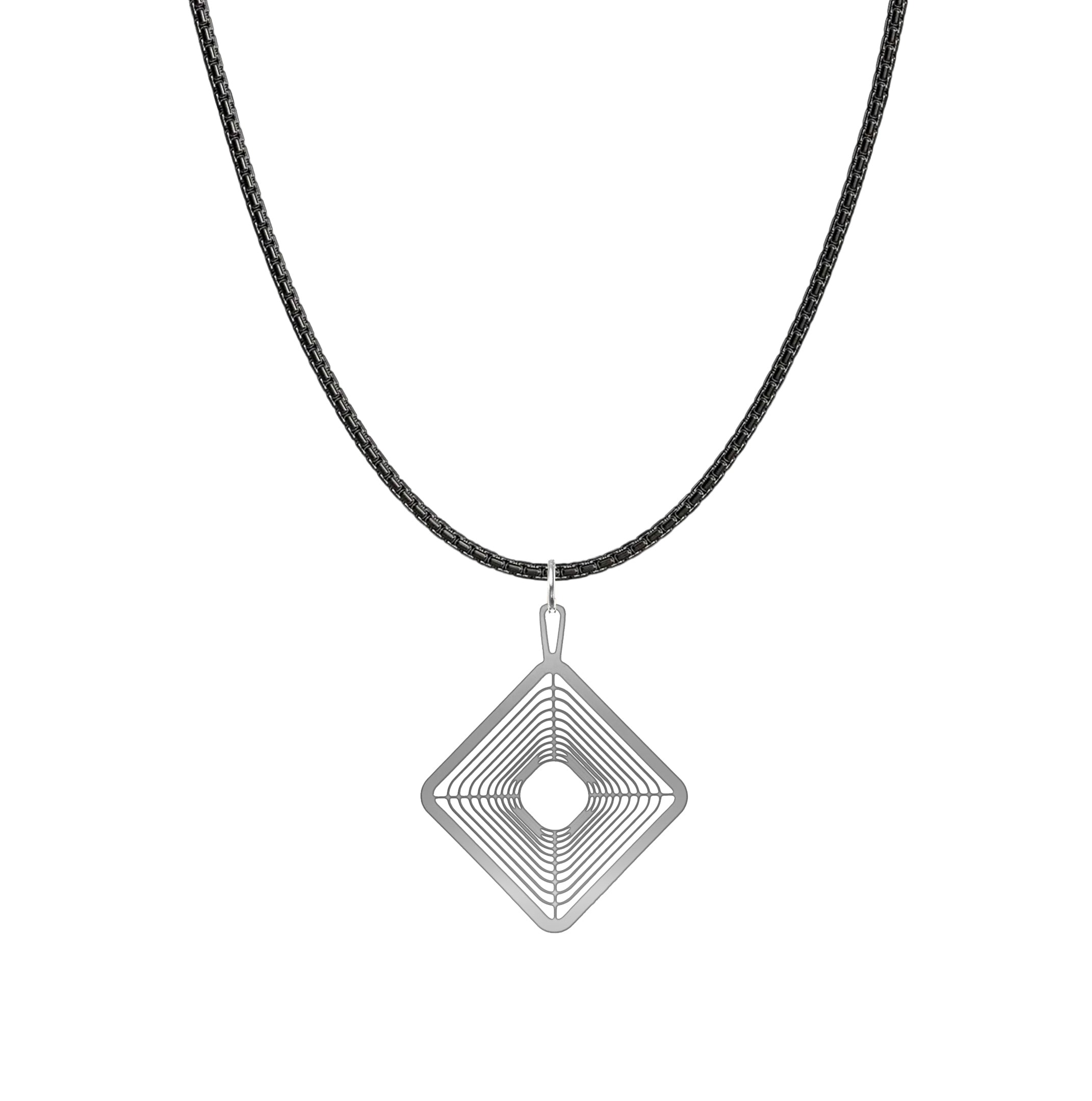 Symbol Jewelry | Silver and Black Wormhole Necklace