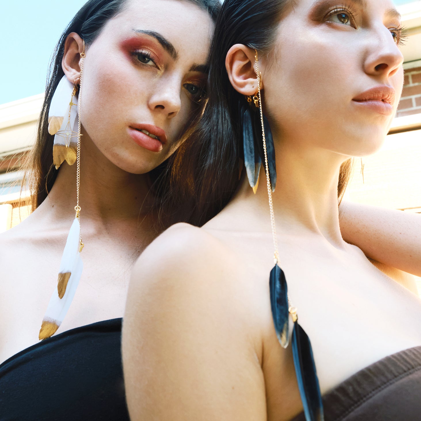 Rael Cohen Feather Ear Cuff In Black And White 