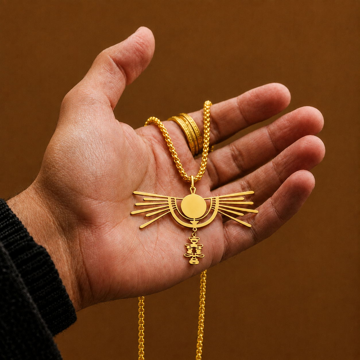 Mens Jewelry - Ancient Egyptian Gold Ra Necklace