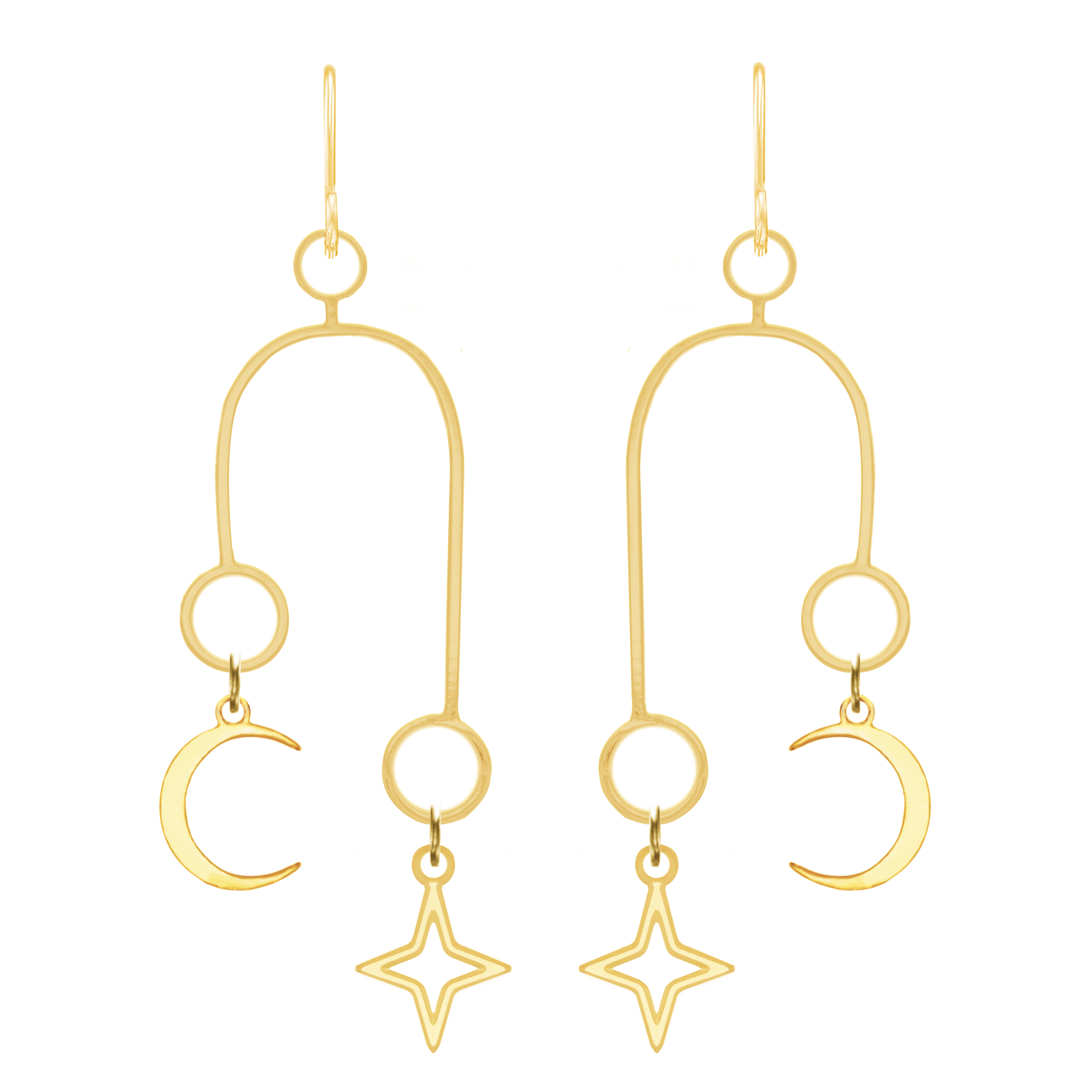 Celestial Jewelry - Moon and Star Chandelier Earrings