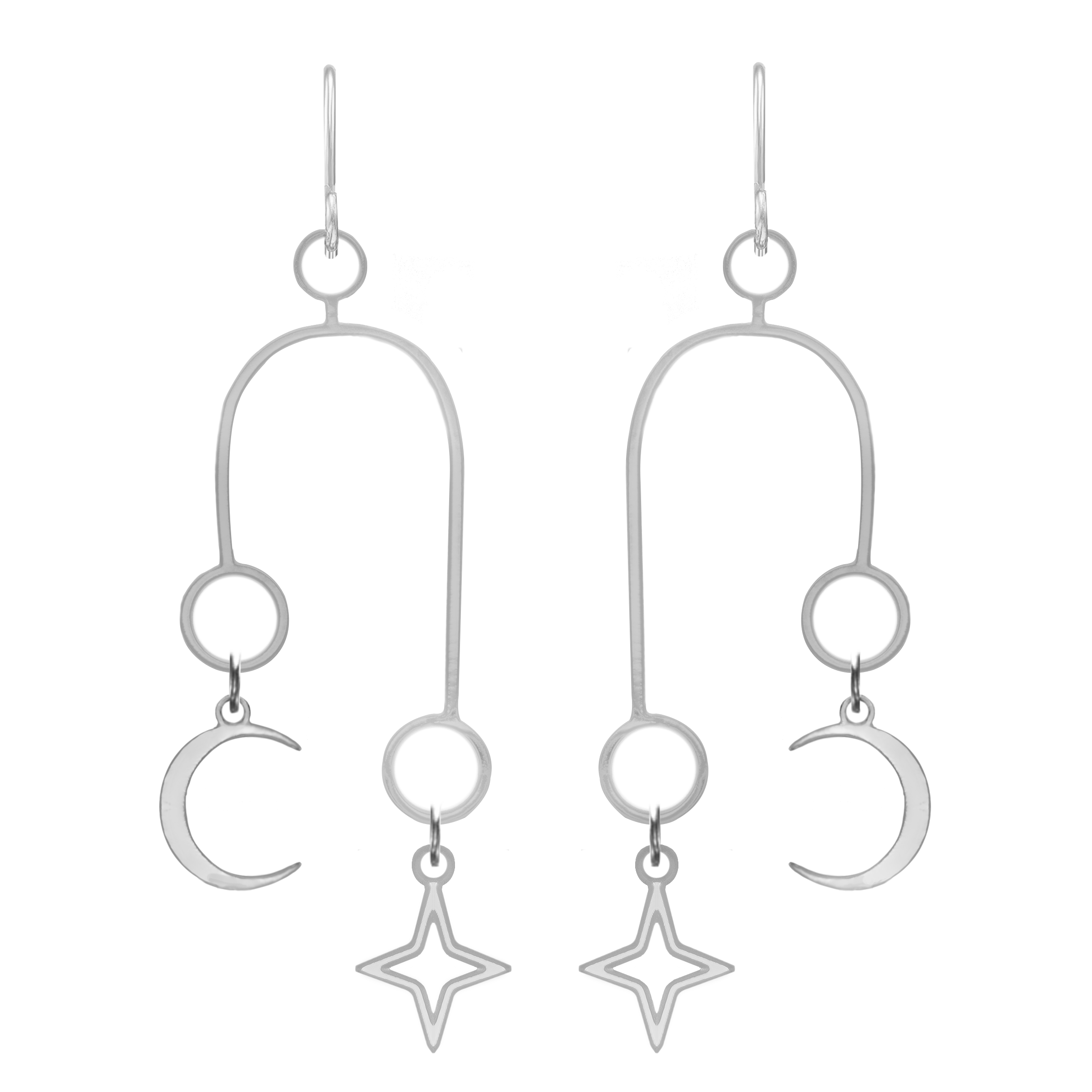 Celestial Jewelry - Moon and Star Chandelier Earrings