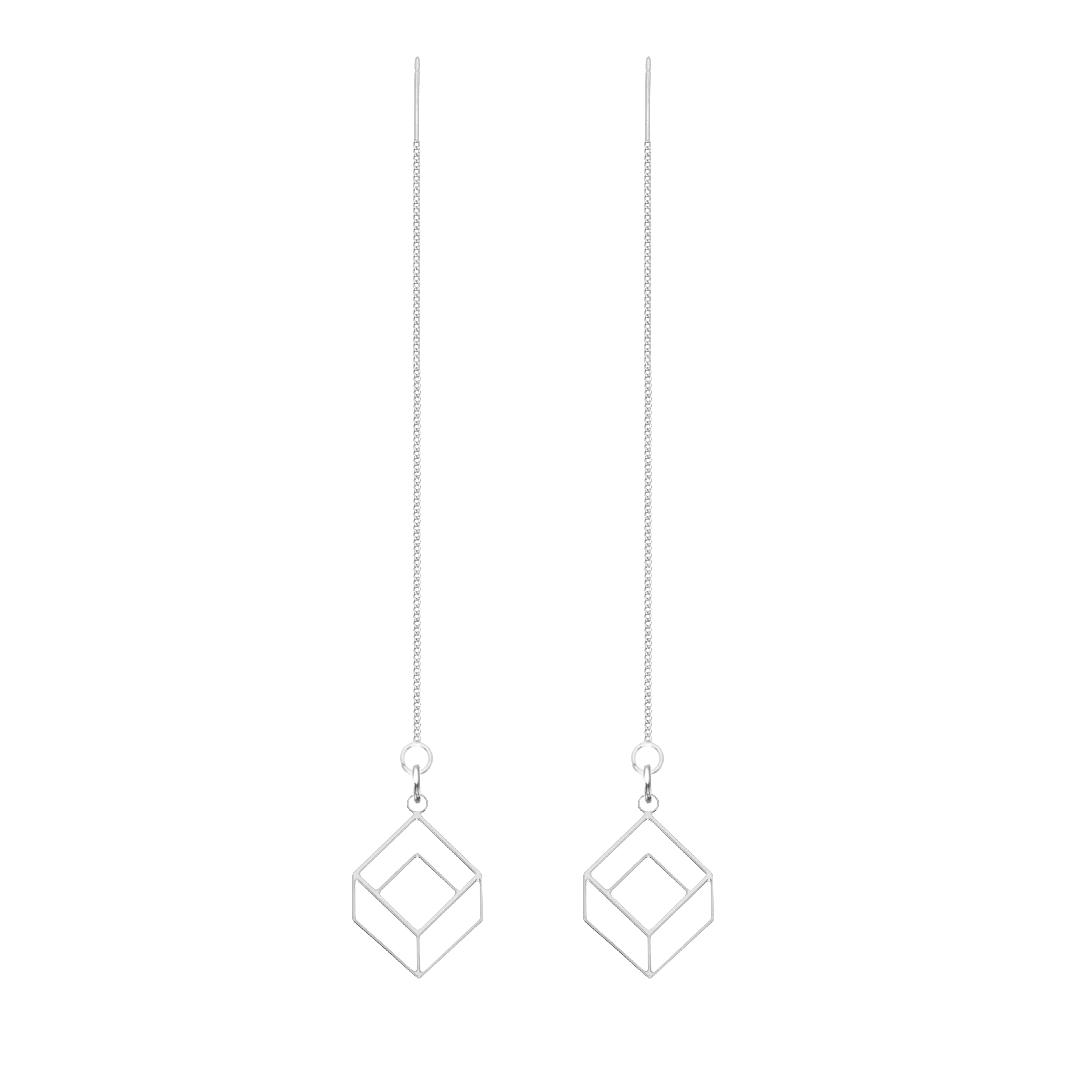 Threader Earrings with Cube Jewelry