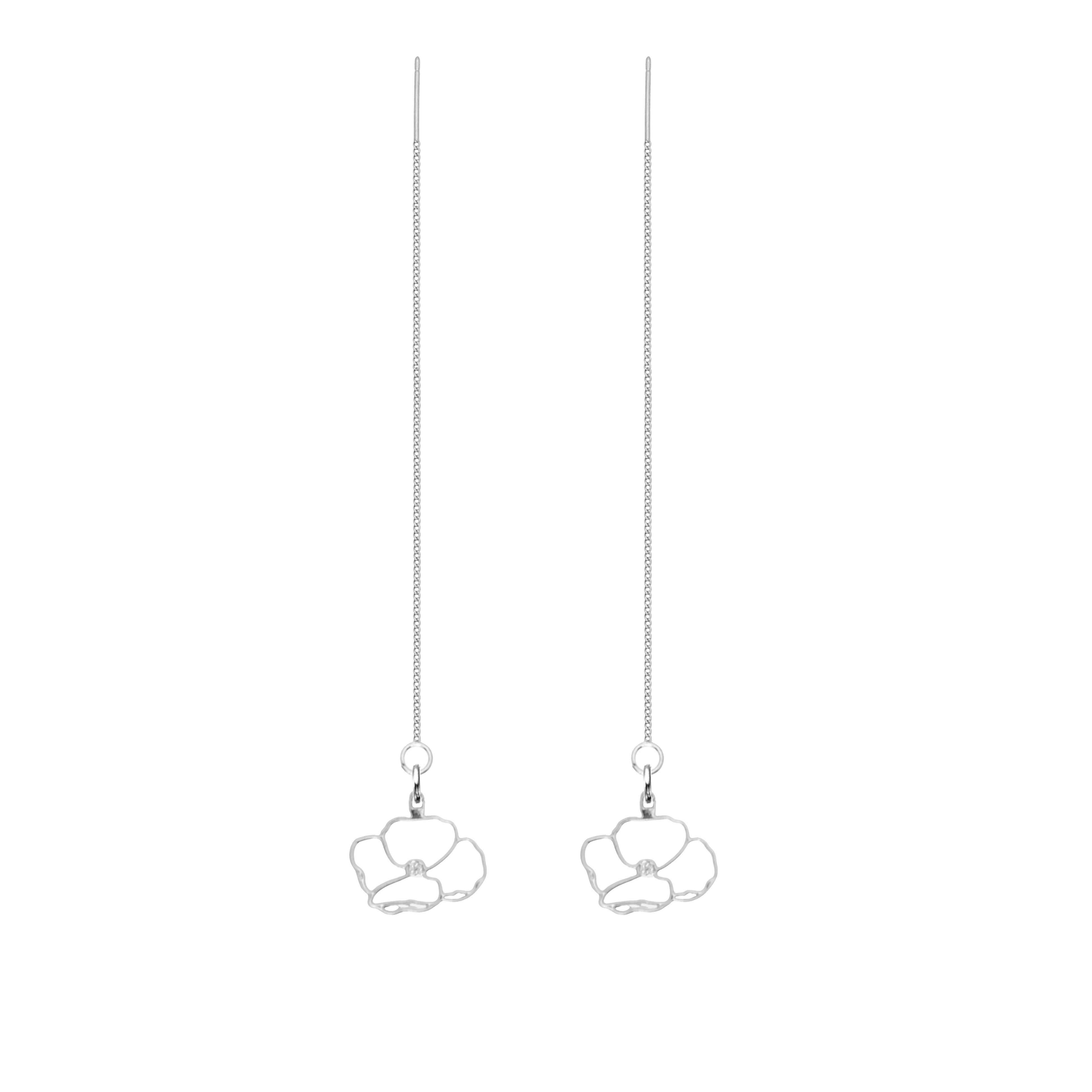 stainless steel threader earrings with flowers