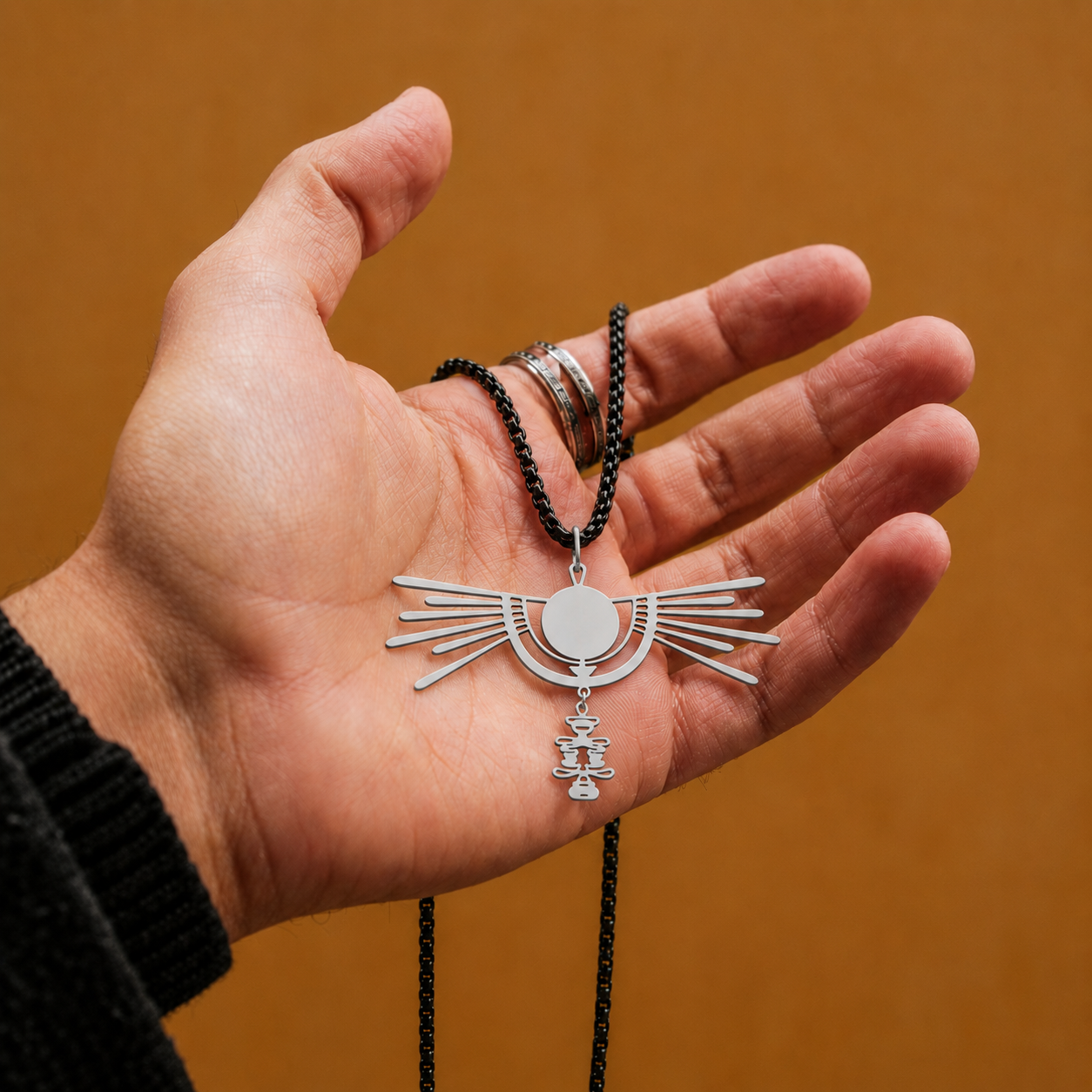 Mens Jewelry - Ancient Egyptian Silver Ra Necklace
