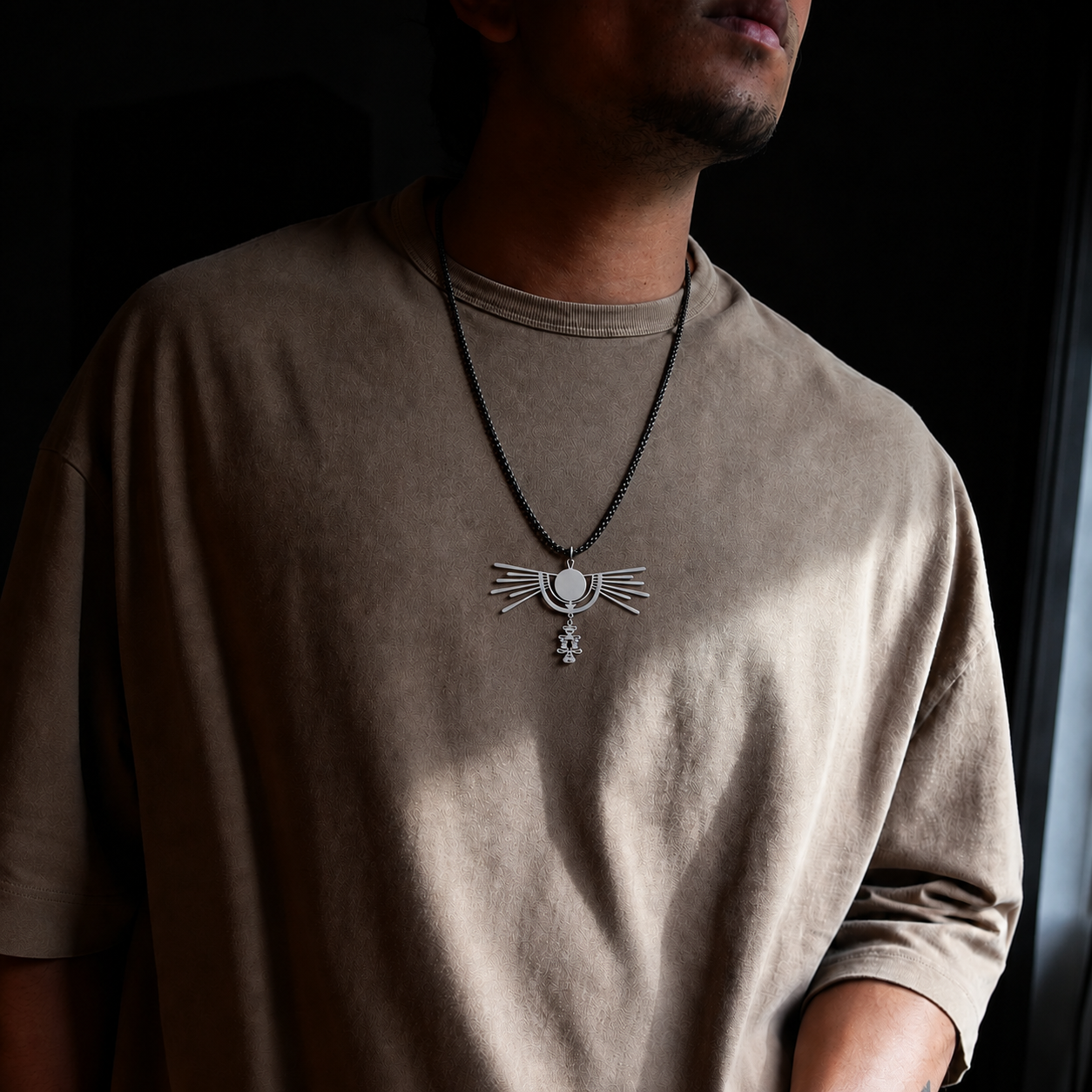 Mens Jewelry - Ancient Egyptian Silver Ra Necklace