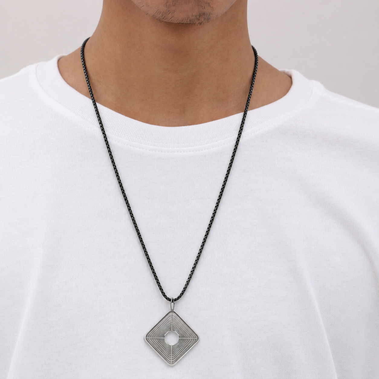 Symbol Jewelry | Silver and Black Wormhole Necklace