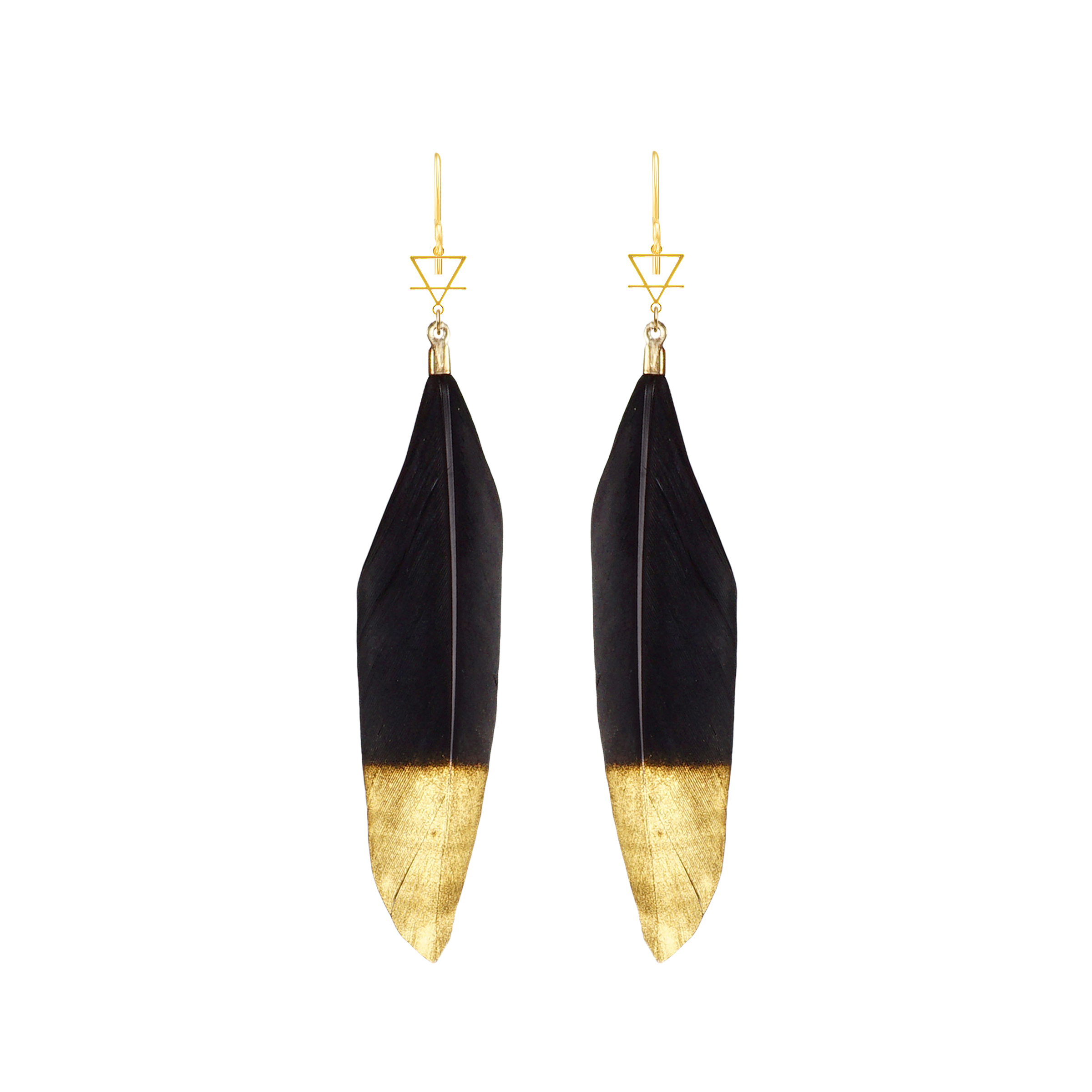 Gold Dipped Feather Earrings