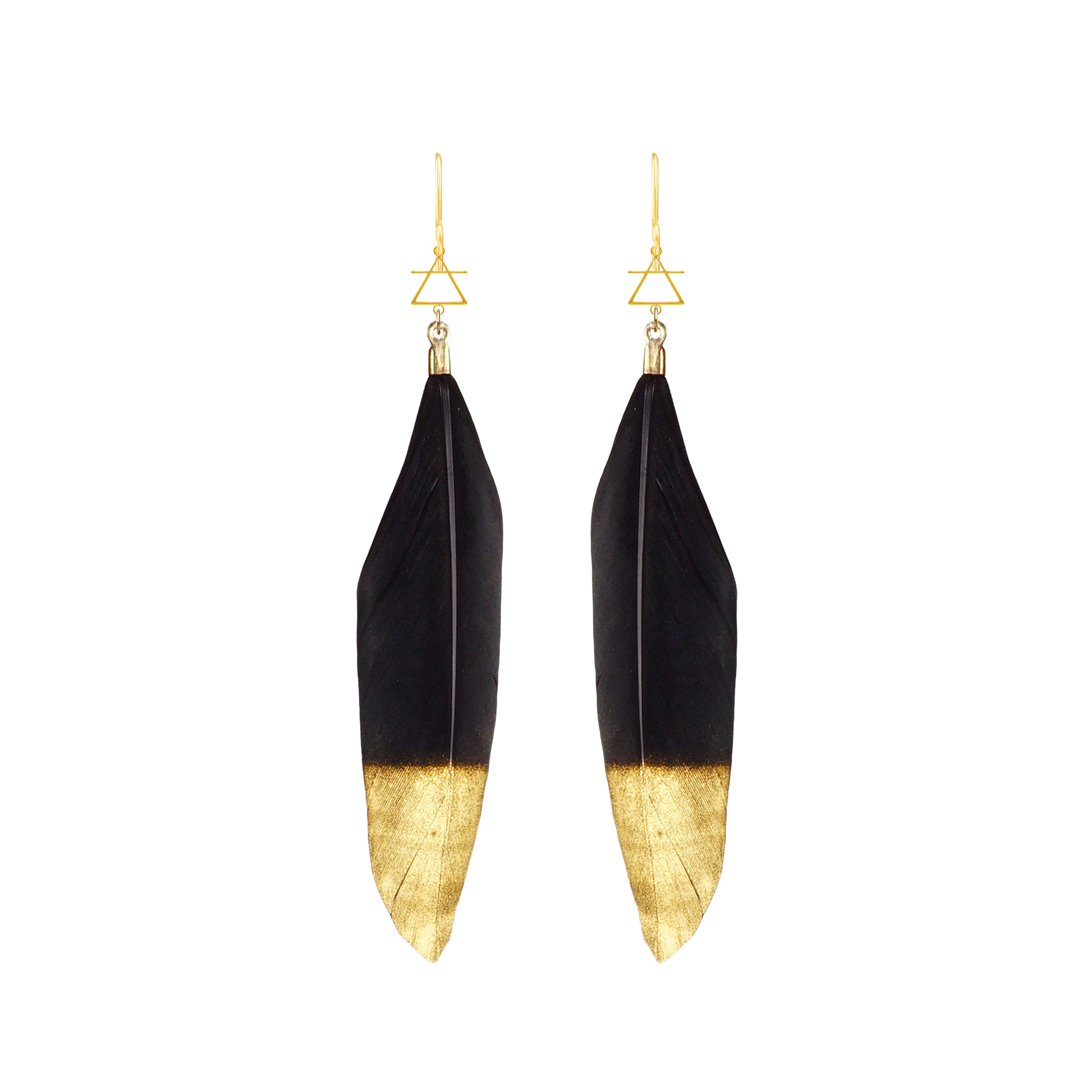 Gold Dipped Feather Earrings