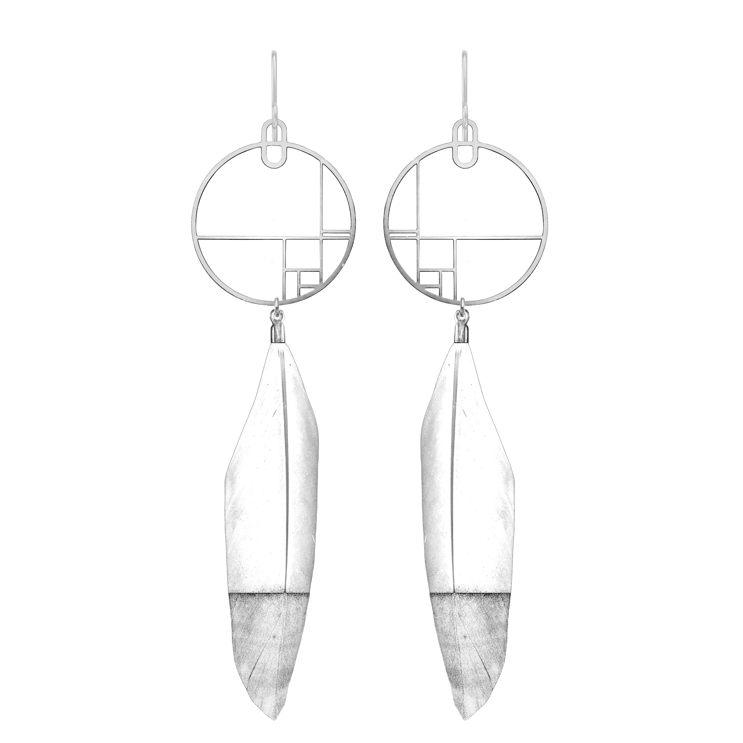 Art Jewelry - Drop Earrings With Feathers