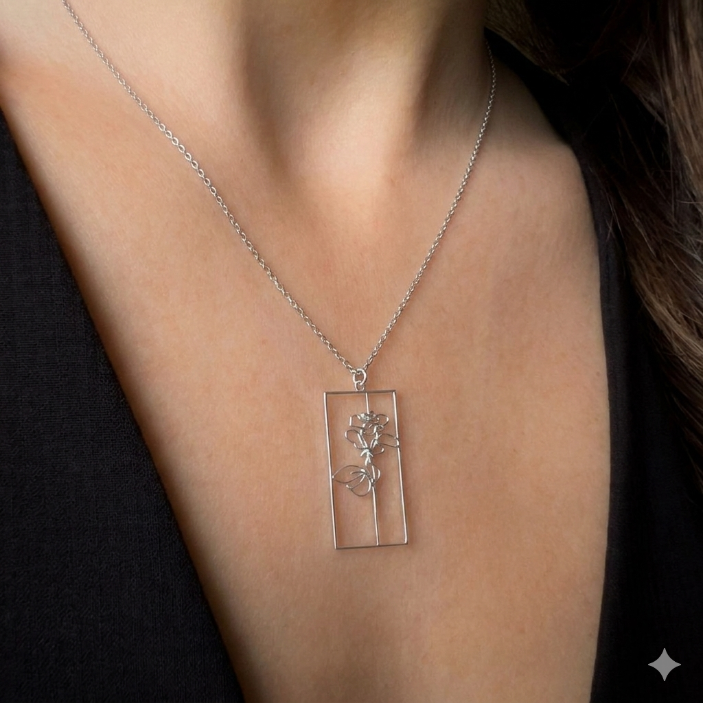 Nature Jewelry - Abstract Rose Necklace