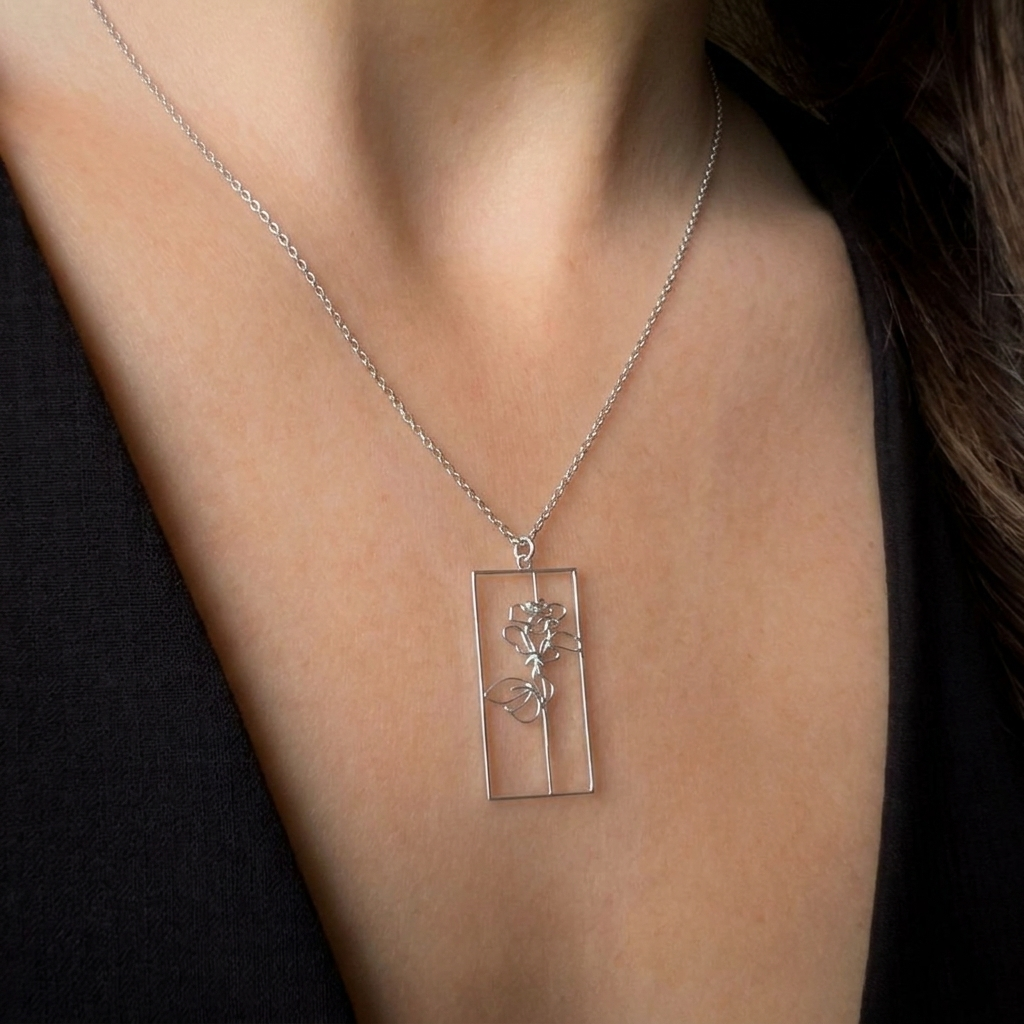 Silver Rose Necklace