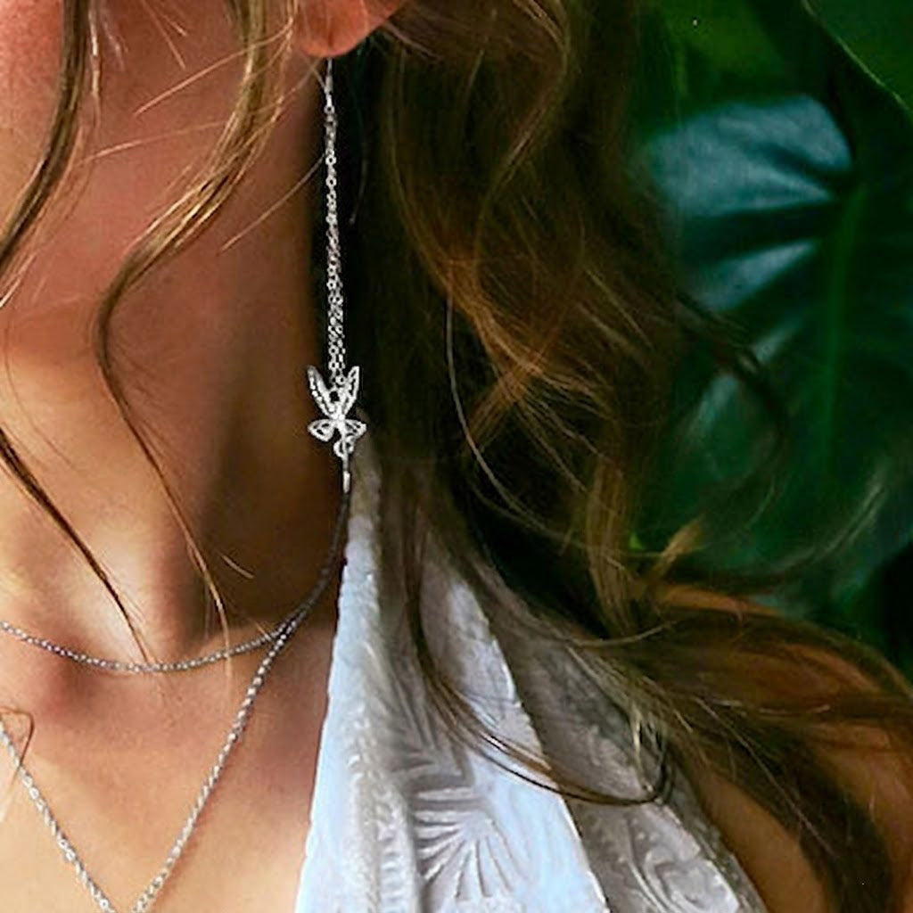 Silver Butterfly Dangle Earrings