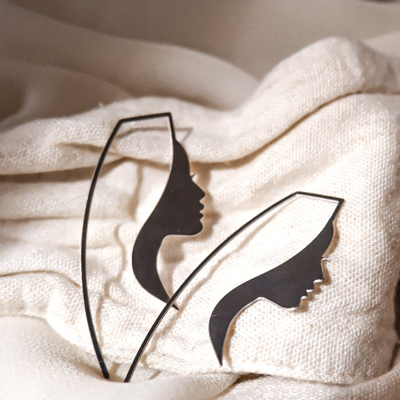 Rael Cohen Woman's Face Silhouette Earrings In Silver