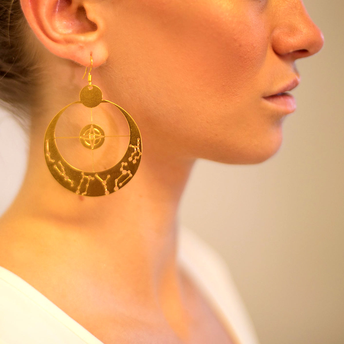 Rael Cohen Astrology Constellation Earrings In Gold  Featuring A Constellation Pattern Cut Out Design