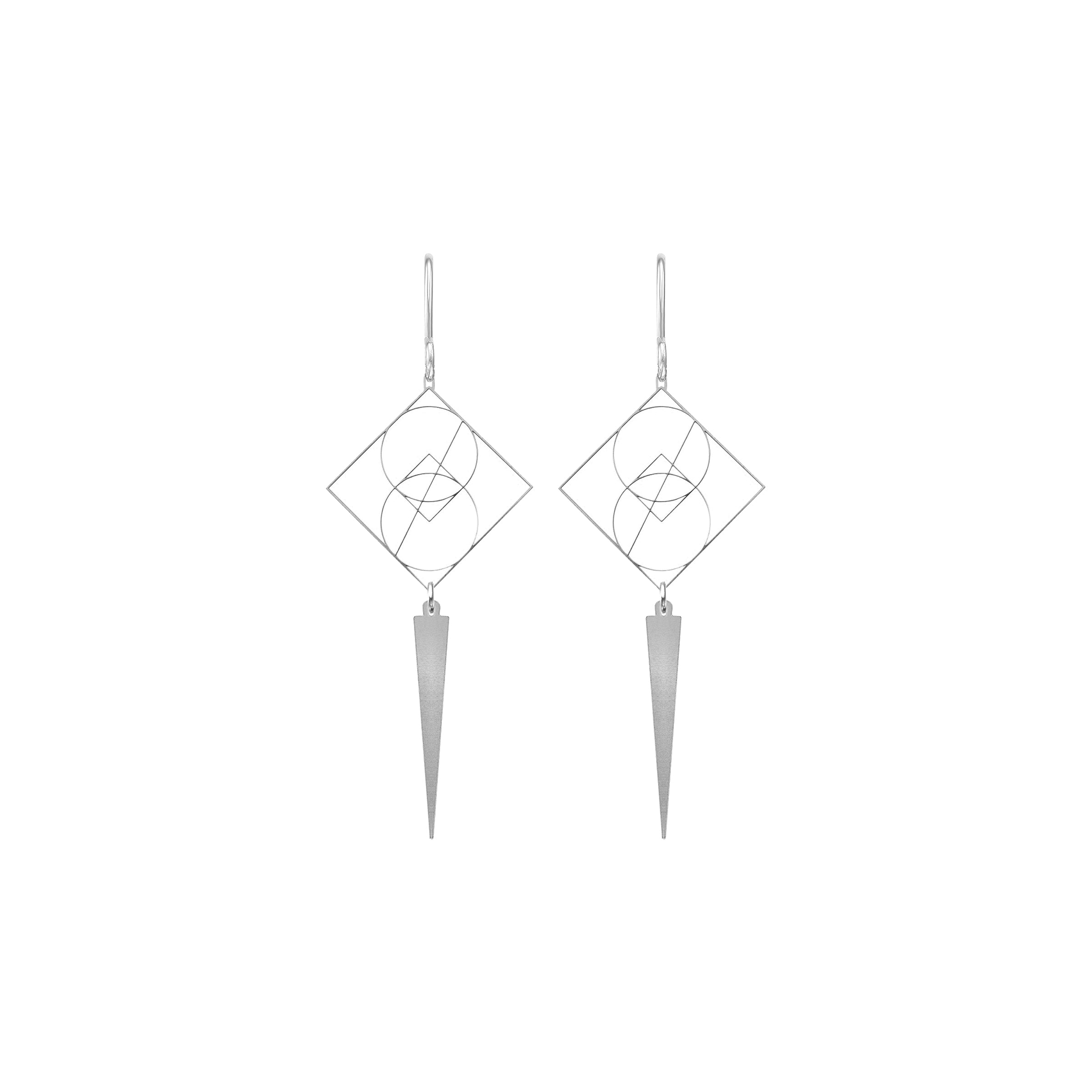 Vesica Piscis Symbol Earrings with Spikes