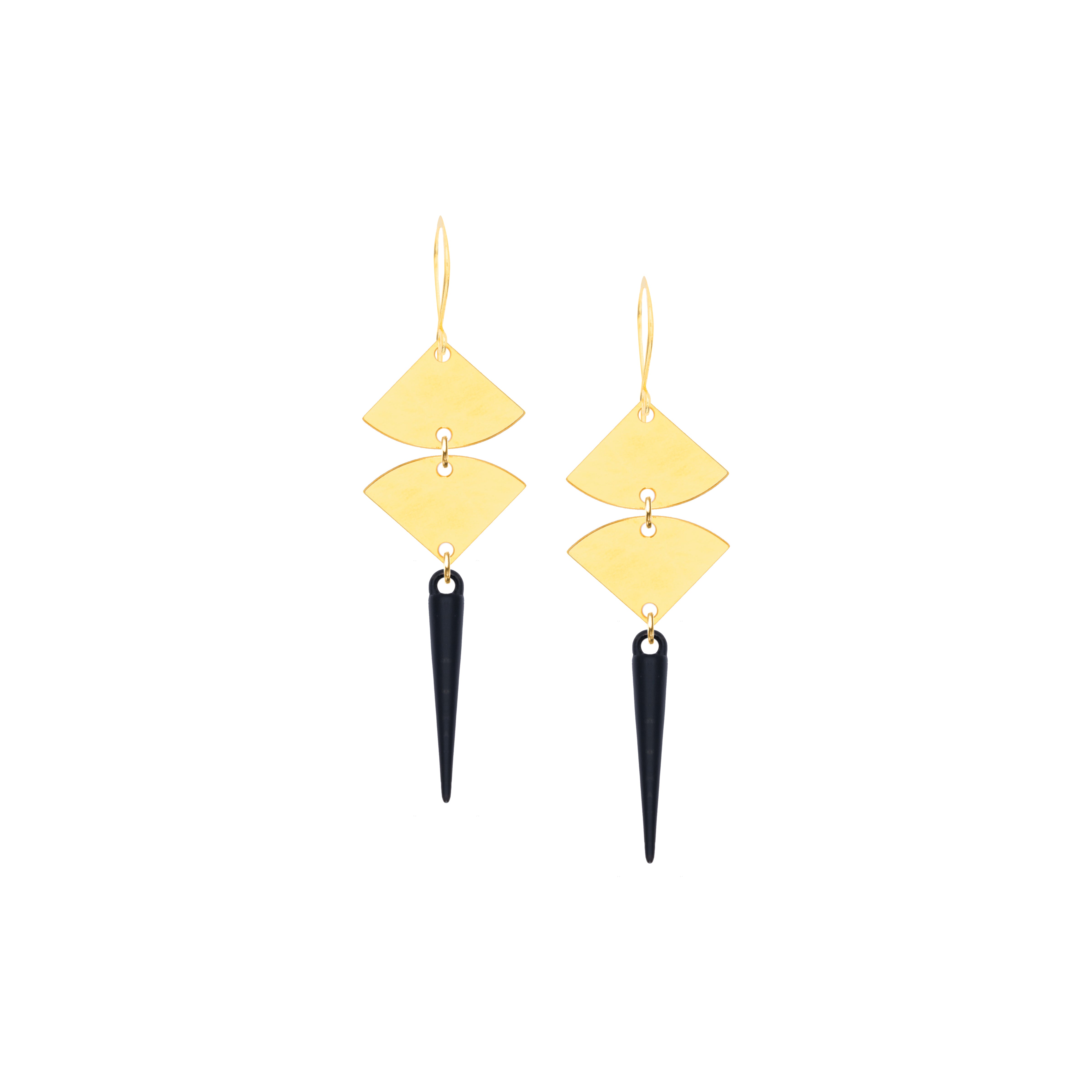 Silver earrings with black spikes | rebel jewelry