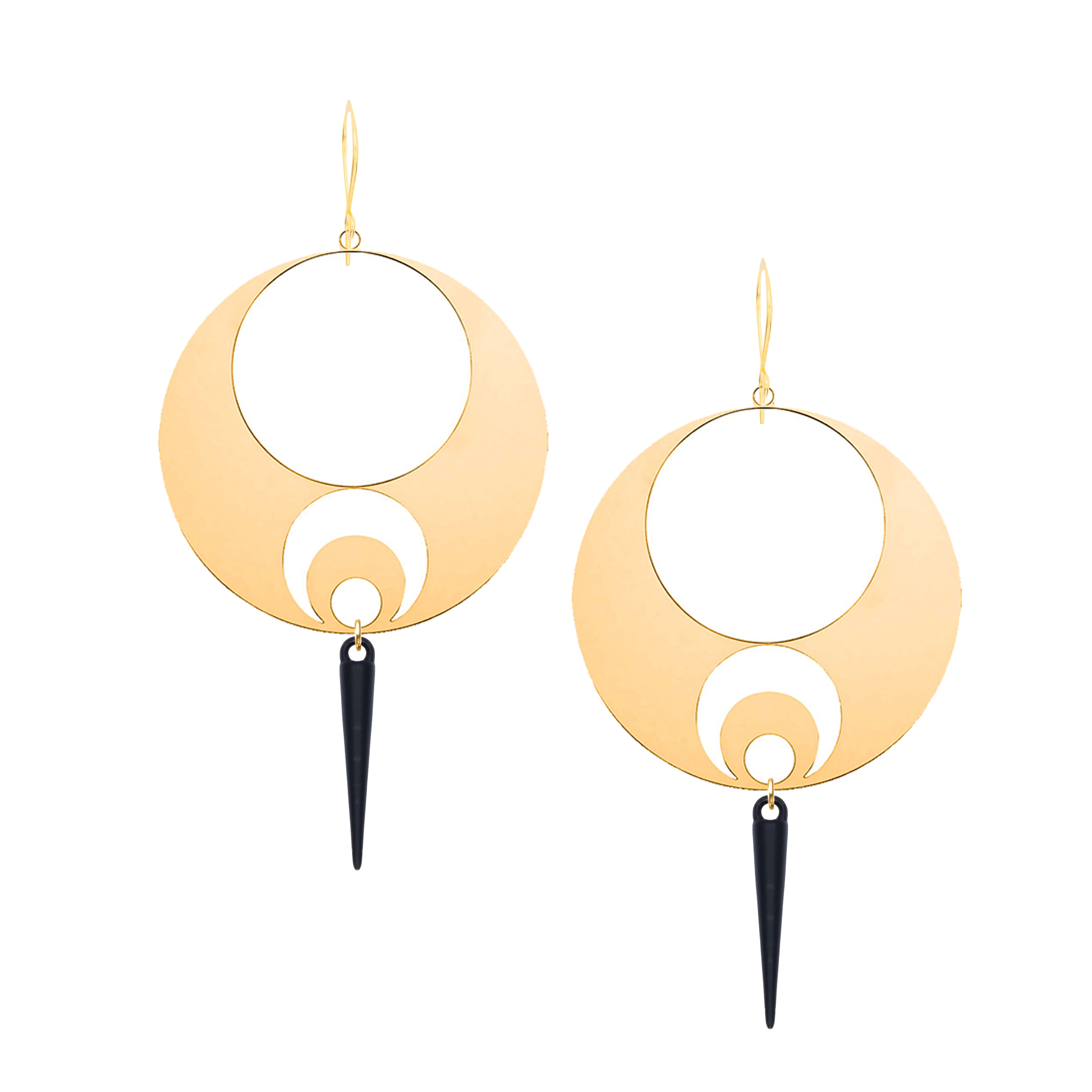 Gold Statement earrings with black spikes