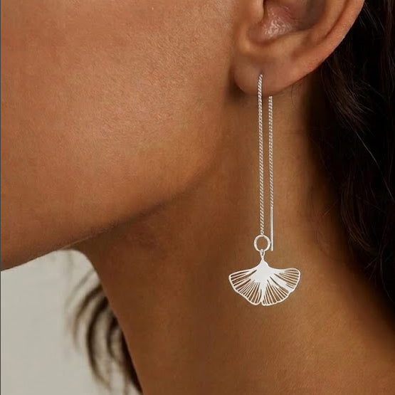 Silver Gingko Leaf Earrings
